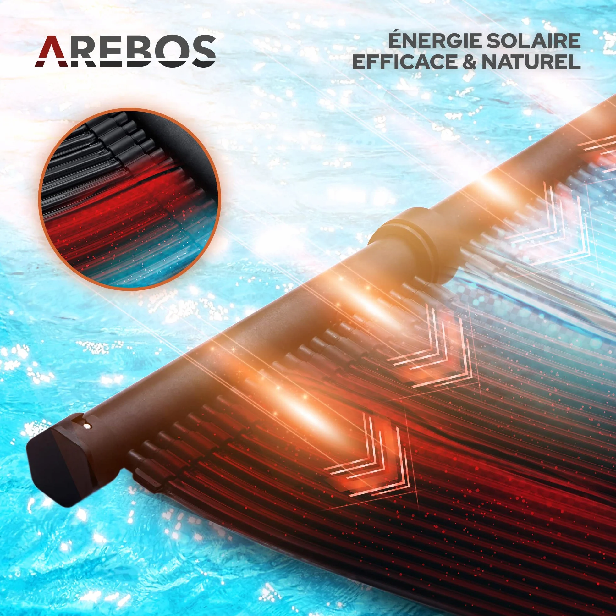 AREBOS Chauffe-Eau Solaire 300 x 66cm Capteur Solaire Plastique résistant aux UV