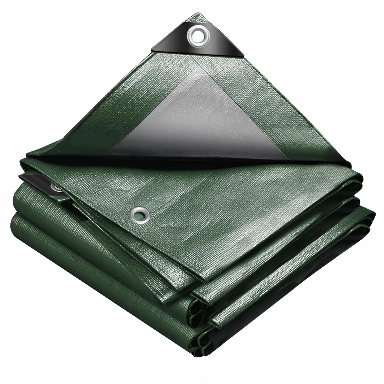 VOUNOT® Bâche de Protection en Polyéthylène 240g/m² Imperméable Ultra Lourde et Résistante Revêtue des Deux Côtés avec Oeillets en Aluminium Vert et Argent 4x6m