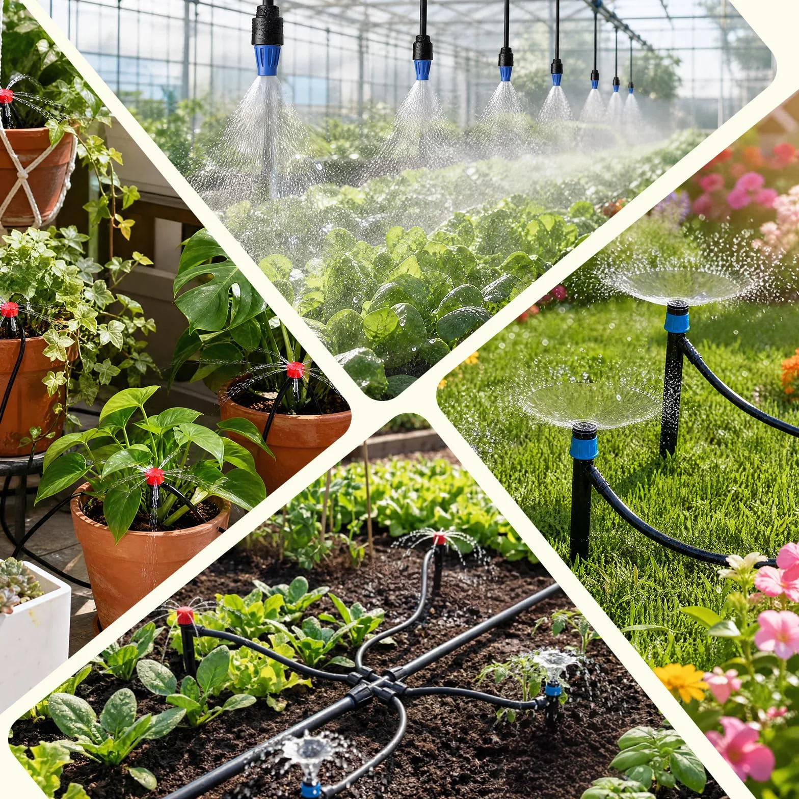 Système d'irrigation Jardin Kit Goutte à Goutte avec Programmateur Arrosage Automatique Tuyau 50m 80Pcs