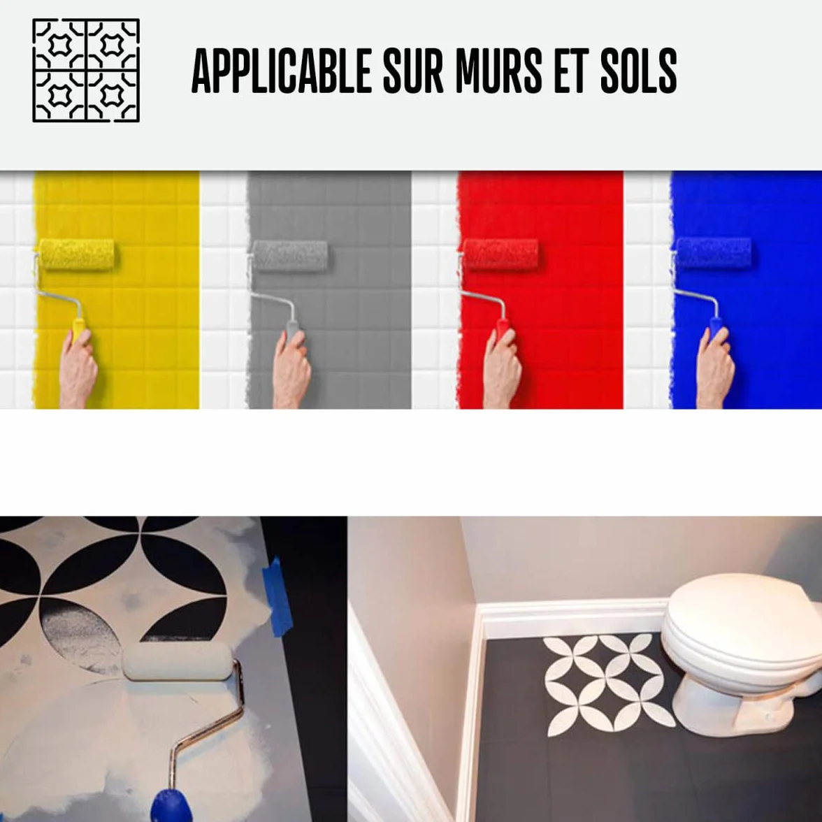 ARCANE INDUSTRIES Peinture carrelage cuisine & salle de bain, résine bi-composante : Arcapoxy carrelage - 1 kg (jusqu'à 10 m² en 2 couches) Blanc Crème - RAL 9001