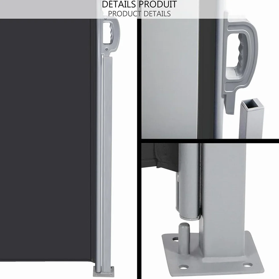 Paravent Rétractable Protection Solaire 140x300cm Auvent Rétractable Brise Vue Balcon Jardin Terrasse Anthracite