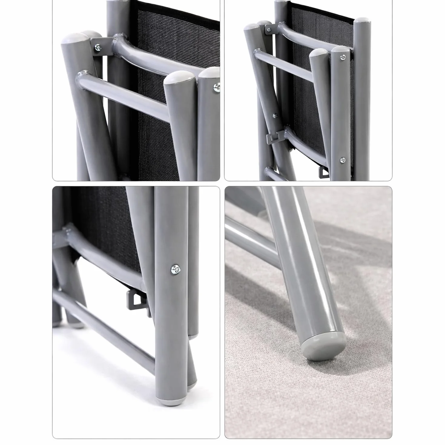 Mojawo Repose-pieds de jardin Pliable Tabouret pliant Aluminium résistant aux intempéries Anthracite/noir