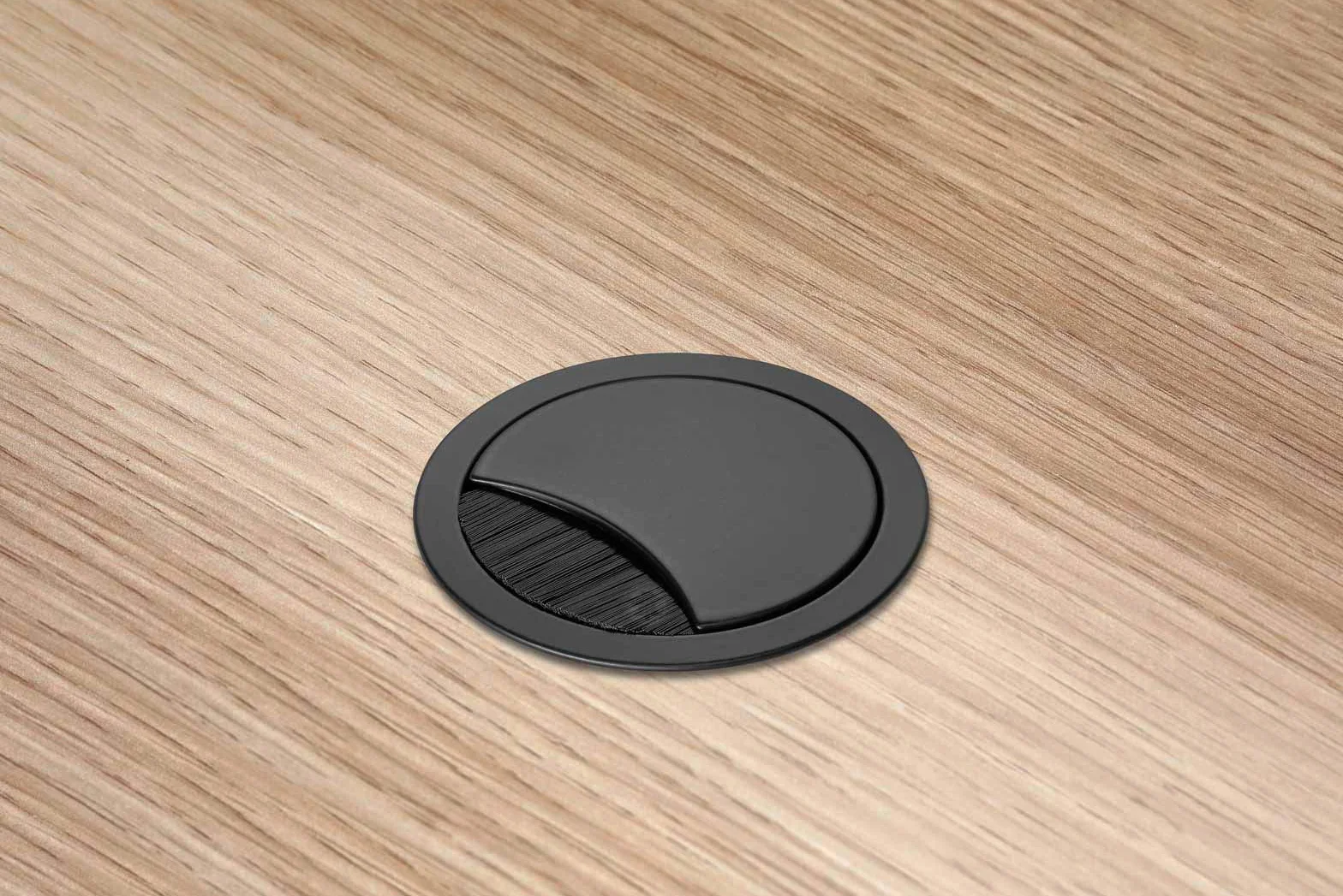 Eisnhauer boîte à câbles en Acier Inoxydable laqué Noir 60 mm, Convient pour Plusieurs câbles, Joint-Brosse et Couvercle Amovible, Hauteur env. 21 mm