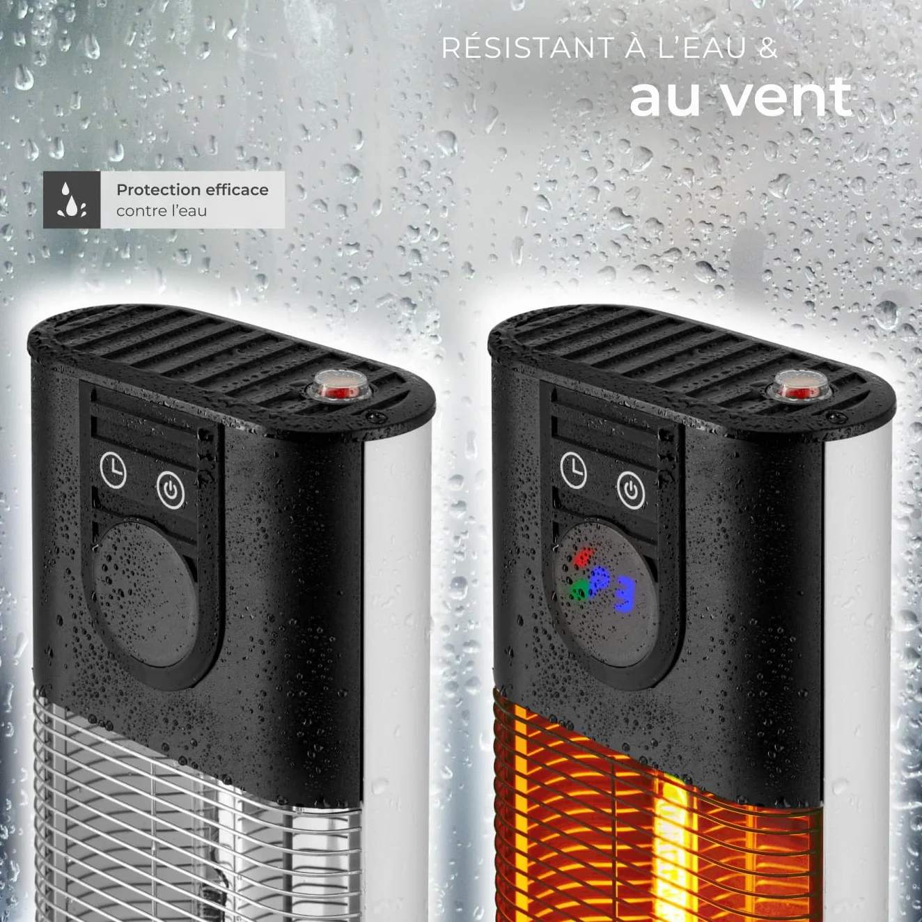Tectake Chauffage Électrique Infrarouge Silencieux 500W 1000W 1500W Chauffage Extérieur Terrasse