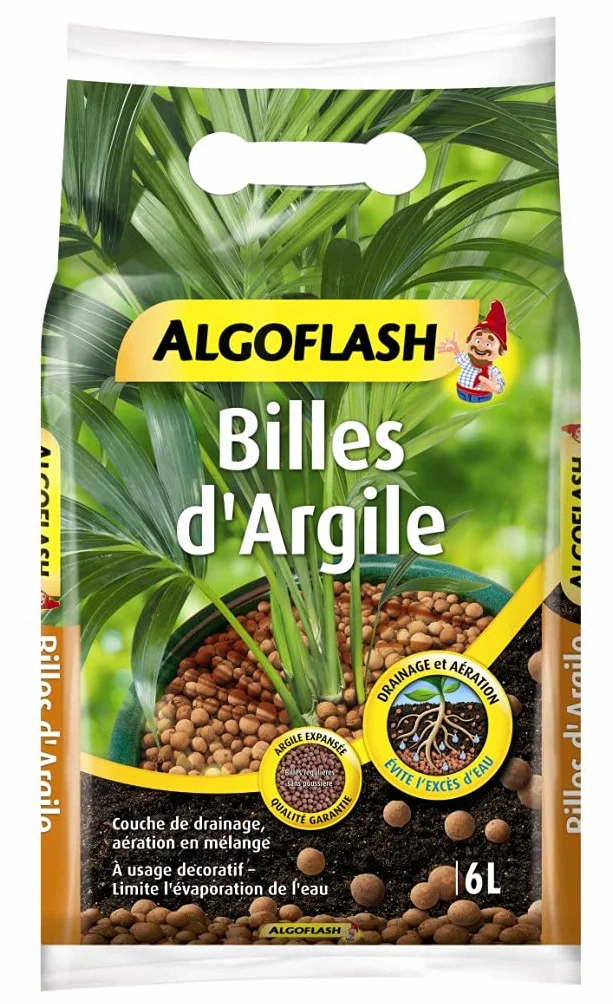 ALGOFLASH Billes d'Argile 6 L Marron Limite l'évaporation d'eau