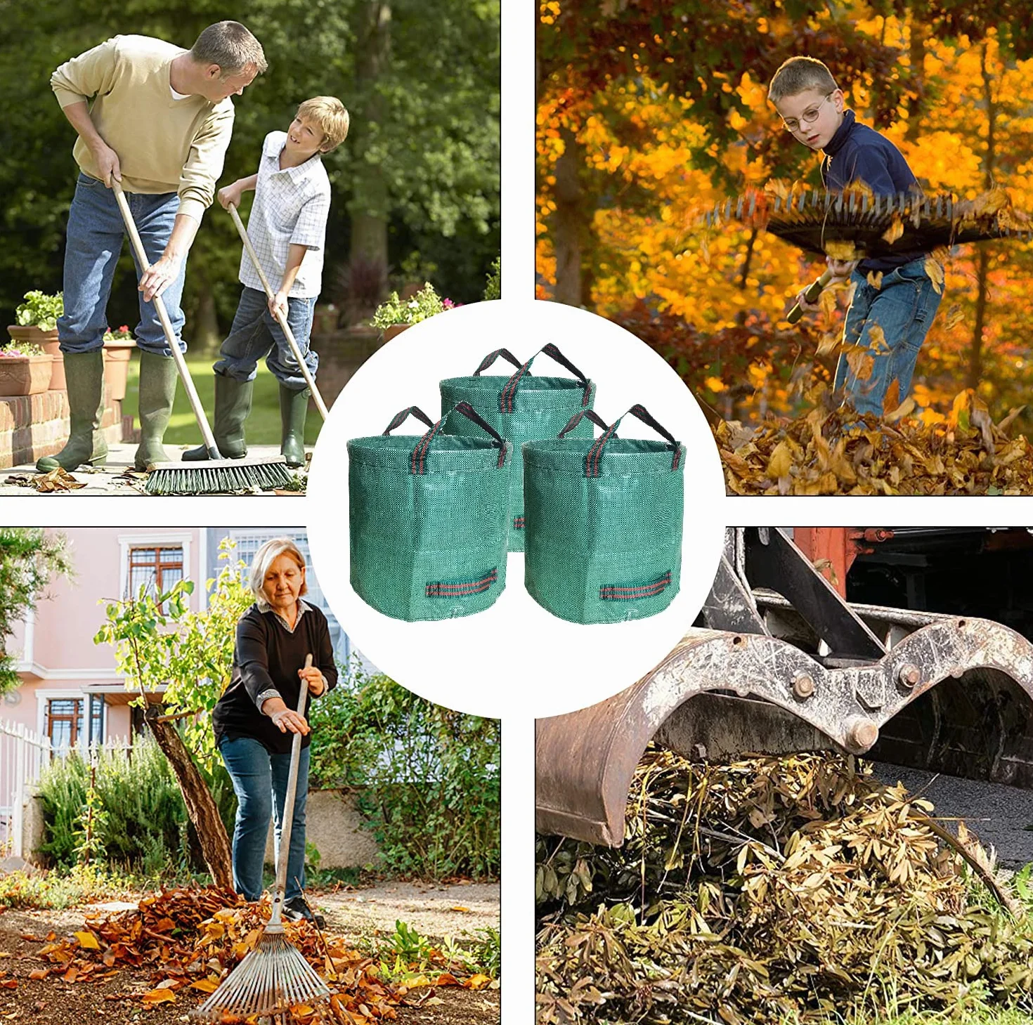 Sacs de Déchets Jardin Résistants PP 500L Lot de 3 Vert