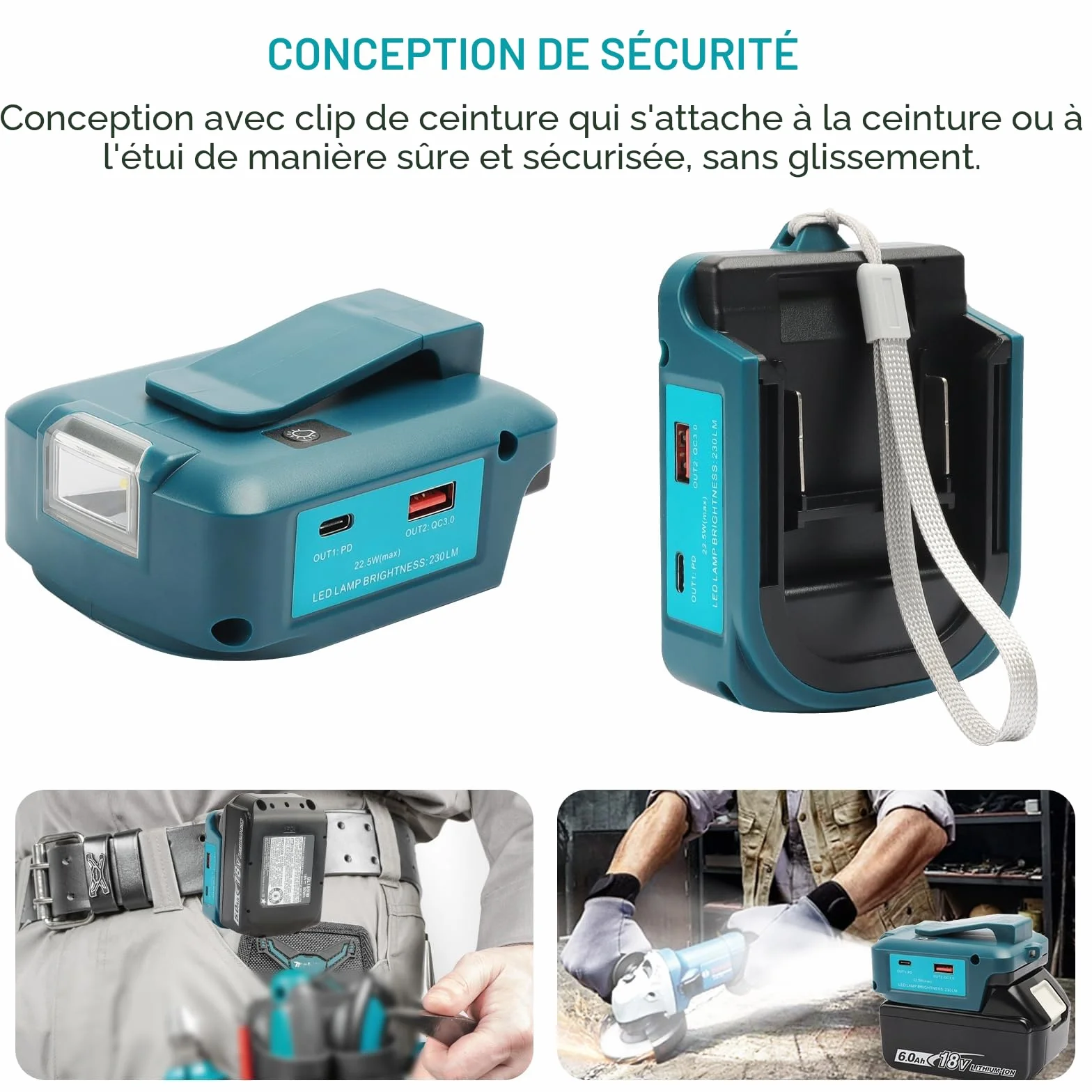 Makita Adp05 Convertisseur de lumière de travail pour batterie 14,4v 18v Adaptateur