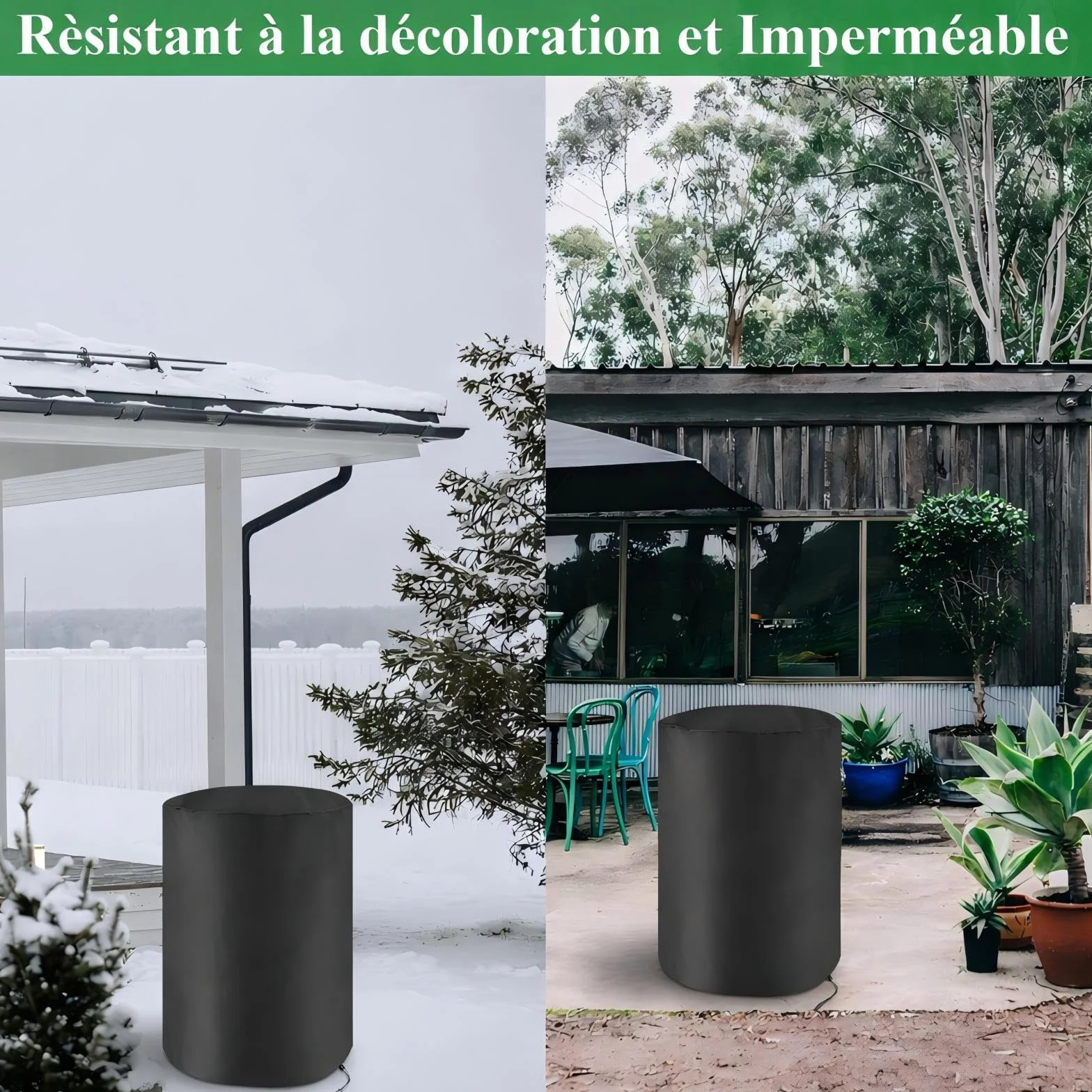 Housse de Barbecue Extérieure Ronde 120x90 cm Noire