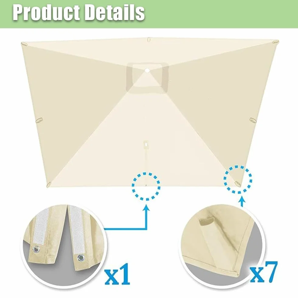 Rectangle Toile De Rechange Parasol Déporté 3x3.0m 3x4m 8 Baleines Housse Extérieur Gris 4x3.0m