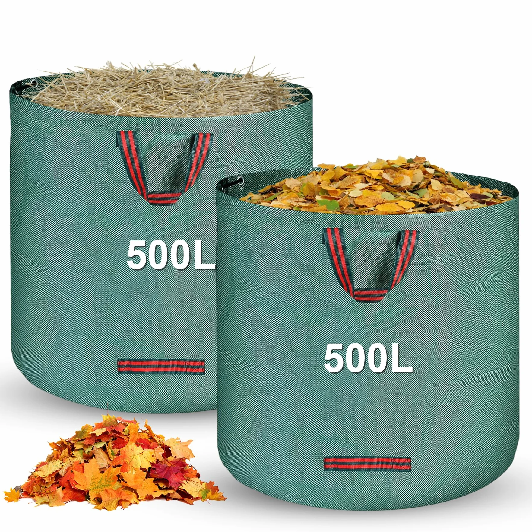 Sac Jardin 500L Vert Dechets Verts Pliables Reutilisables avec Poignees