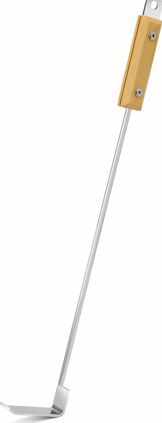 Onlyfire Flam Tisonnier Cheminée Racloir Cendre Acier Inoxydable Manche Bois Accessoires Cheminée Gril Kamado Four Pizza