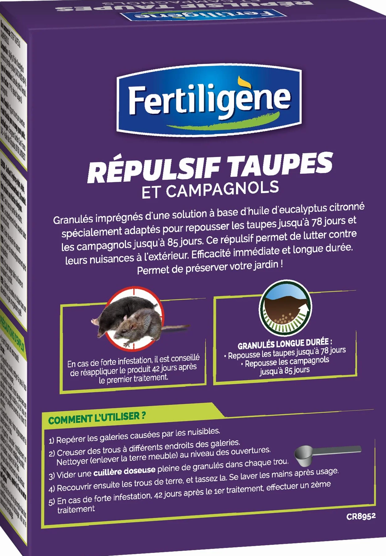 FERTILIGÈNE Répulsif Taupes et Campagnols – Granulés Longue Durée 200g