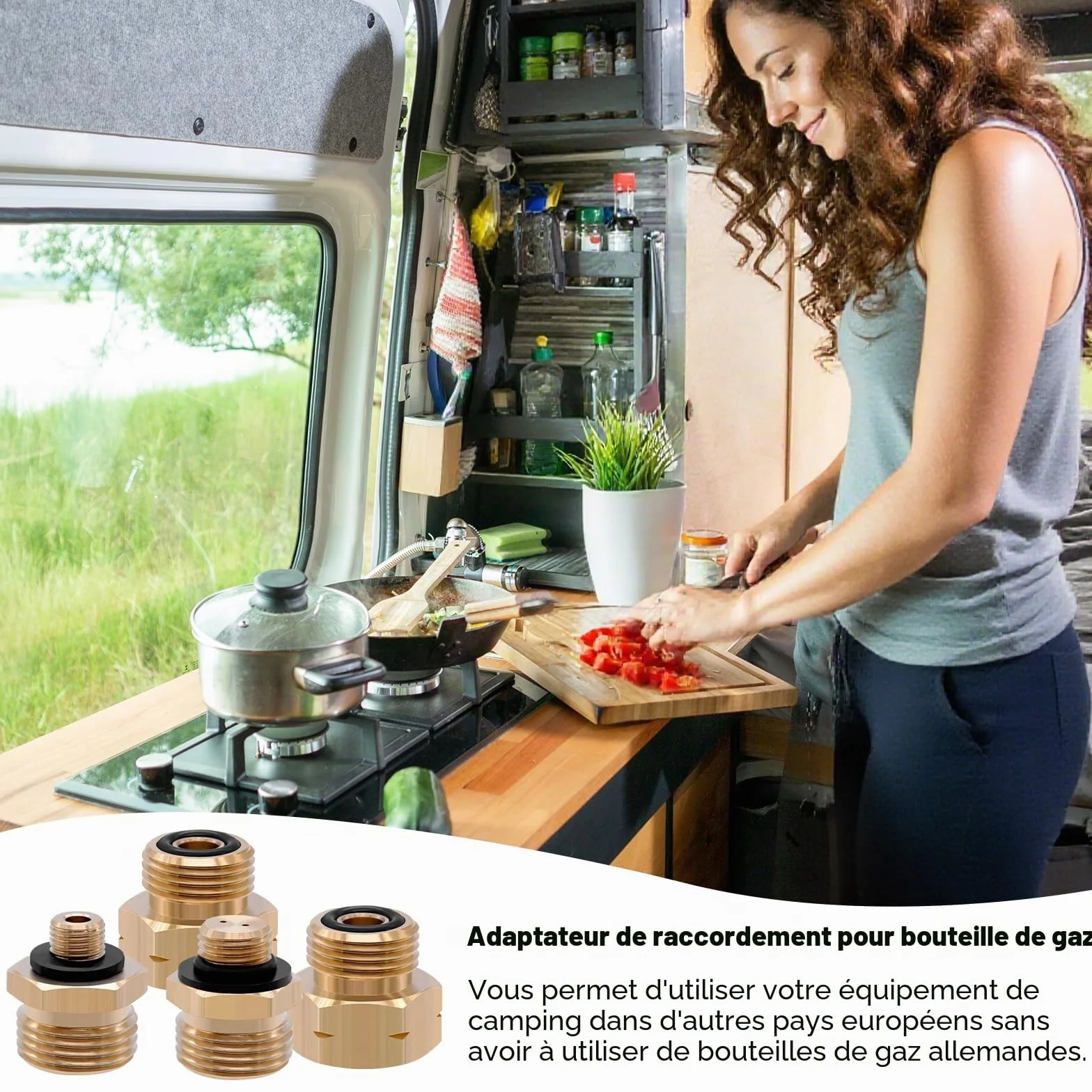Adaptateur Gaz Bouteille Europe, Raccord Laiton pour Vannes de Pression