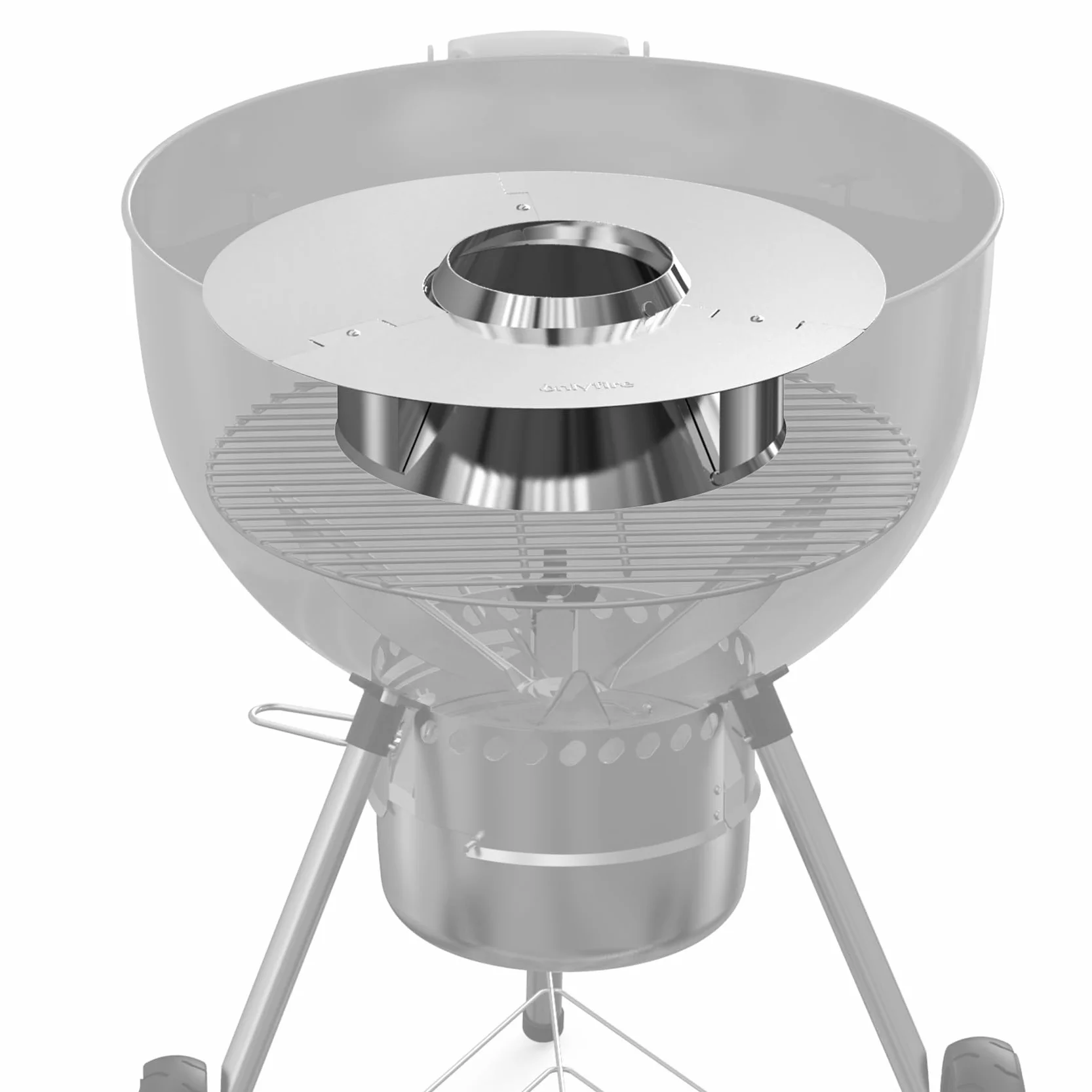 Onlyfire Panier de Charbon en Inox avec Réflecteur de Chaleur et Réservoir d'eau Amovible pour Barbecue à Charbon Weber 57 et 67 cm