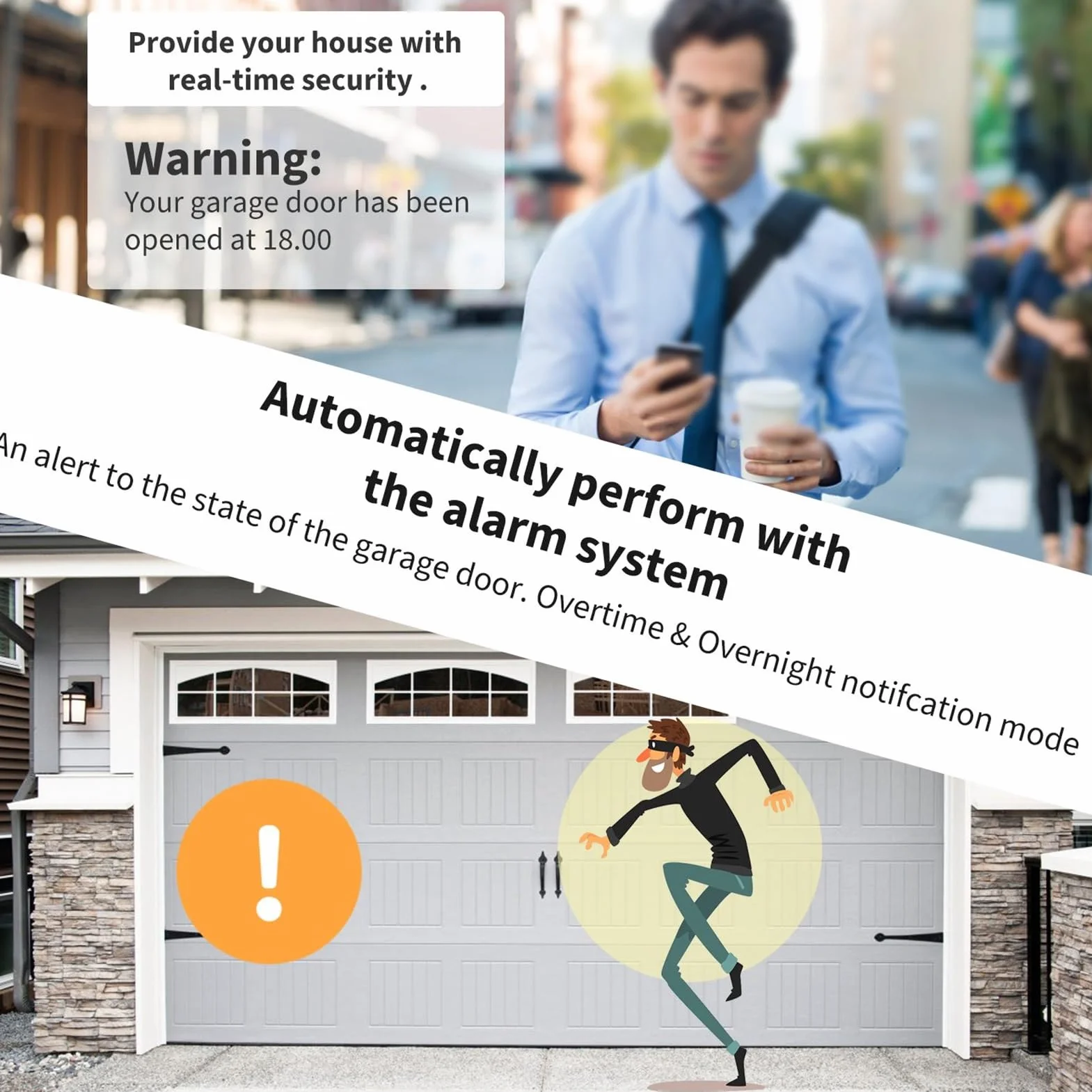 "Ouvre-porte de garage intelligent WiFi, commande vocale à distance via application, gestion pratique et sécurisée de la porte de garage, compatible avec l'application TUYA, fabriqué en matériau ABS