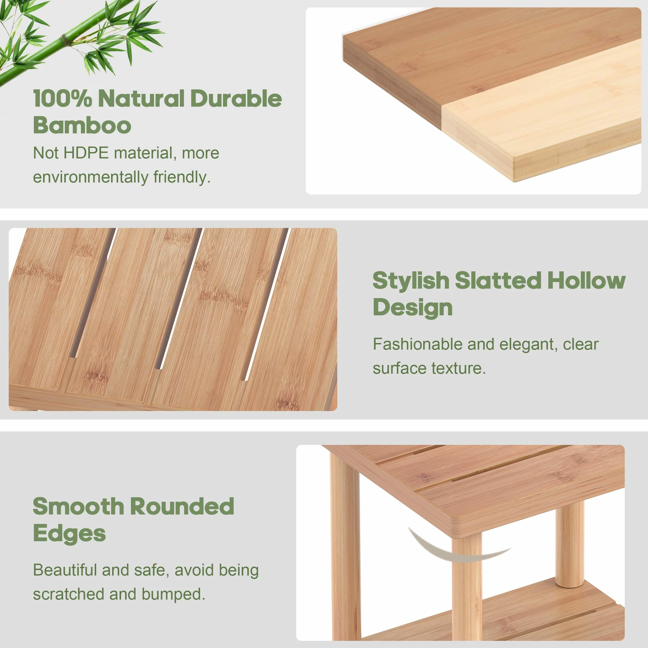 Table d'appoint d'extérieur Adirondack Bambou deux niveaux - Natural