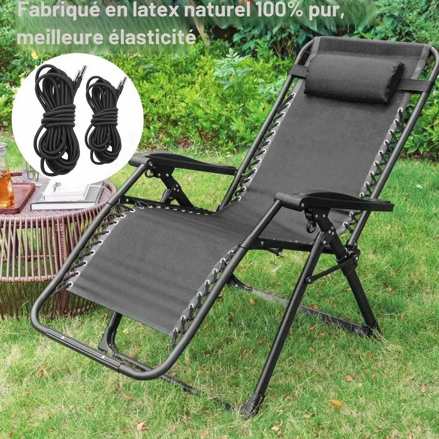 Remplacement Corde Élastique Universelle pour Fauteuil Relax, 4 Pièces Lacets pour Chaise Zéro-Gravité