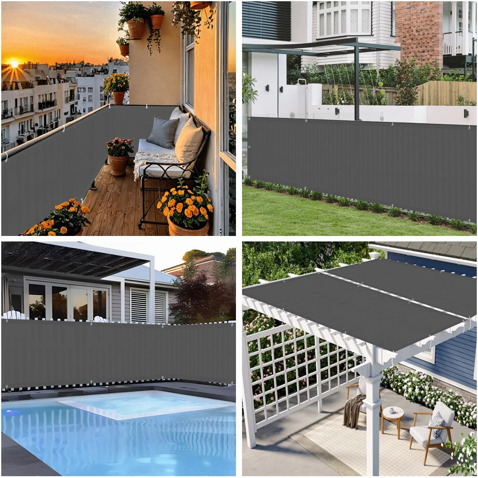 Brise Vue Balcon 70x600cm Imperméable Cache Brise Opaque UV Résistant Extérieur Terrasse Jardin COOL AREA