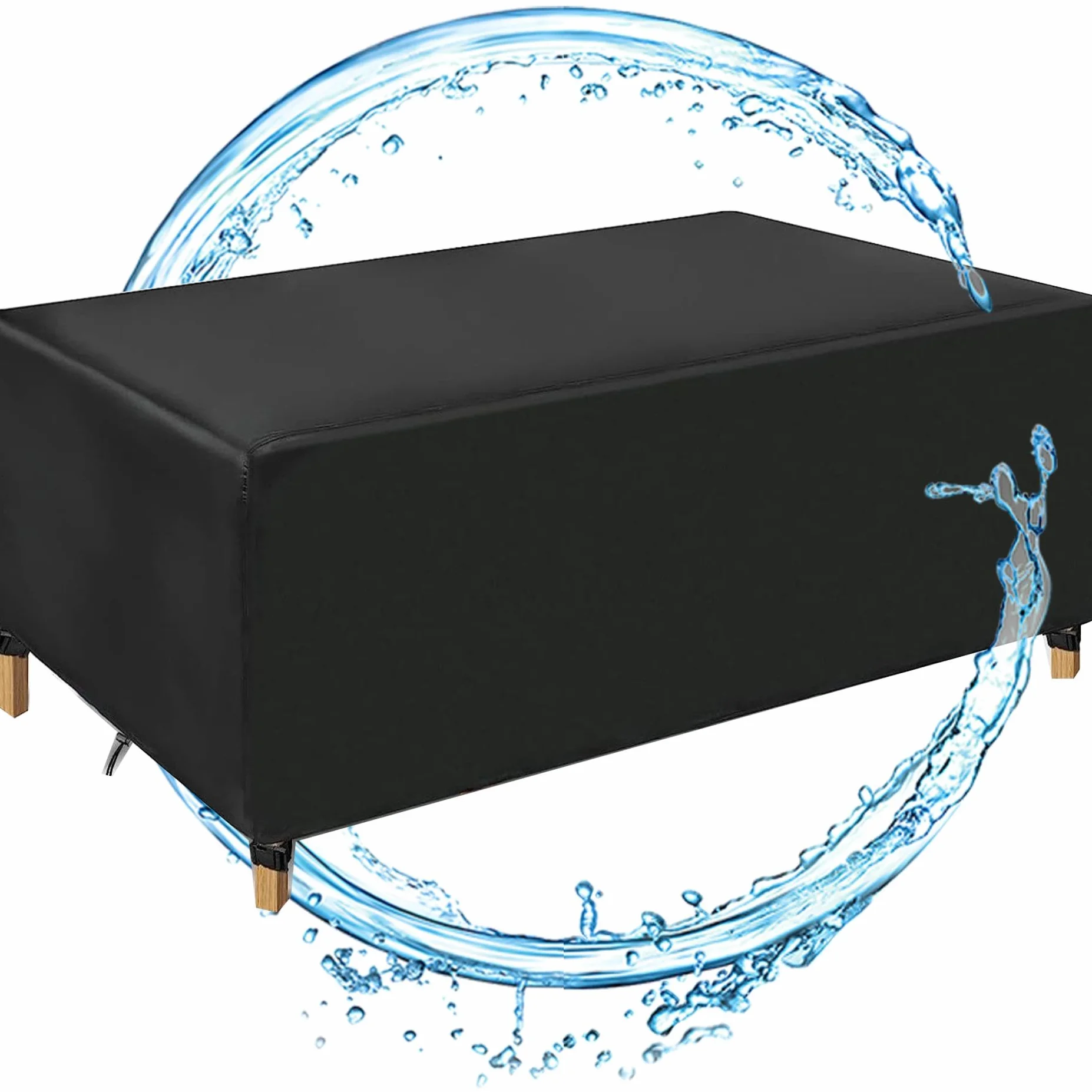 Housse De Table De Jardin 120x70x44cm 420D Oxford Imperméable Protection Solaire UV Noir
