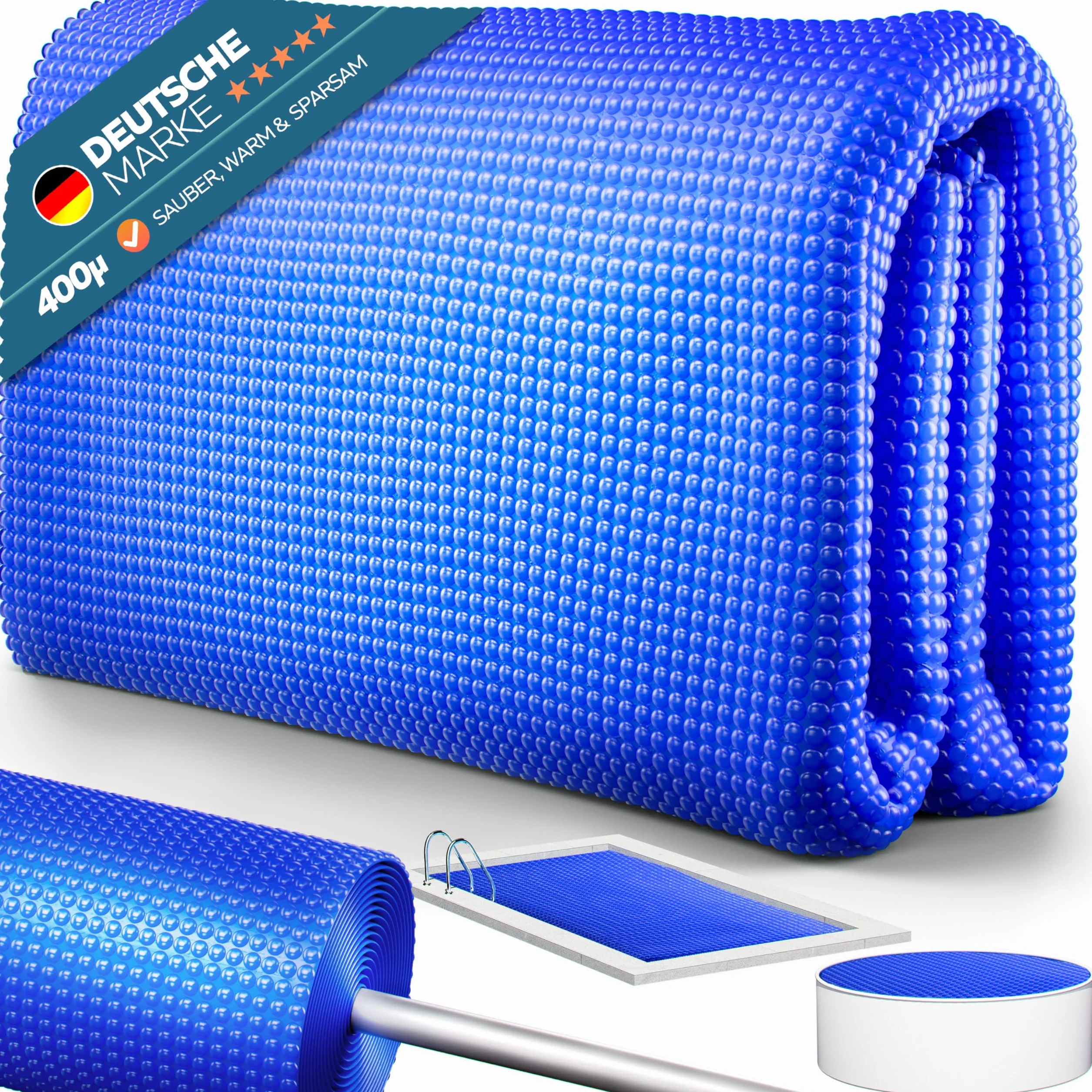 Poolomio Bâche Solaire 400 mµ Couverture de Piscine Rectangulaire 8 x 4 mètres