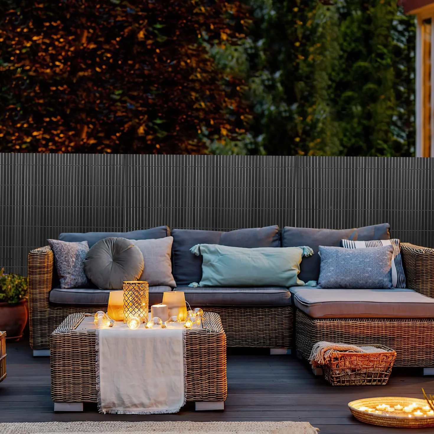 Canisse en PVC 100 x 600 cm Brise Vue Renforcement 3 Poids Clôture Jardin Résistant aux intempéries Gris