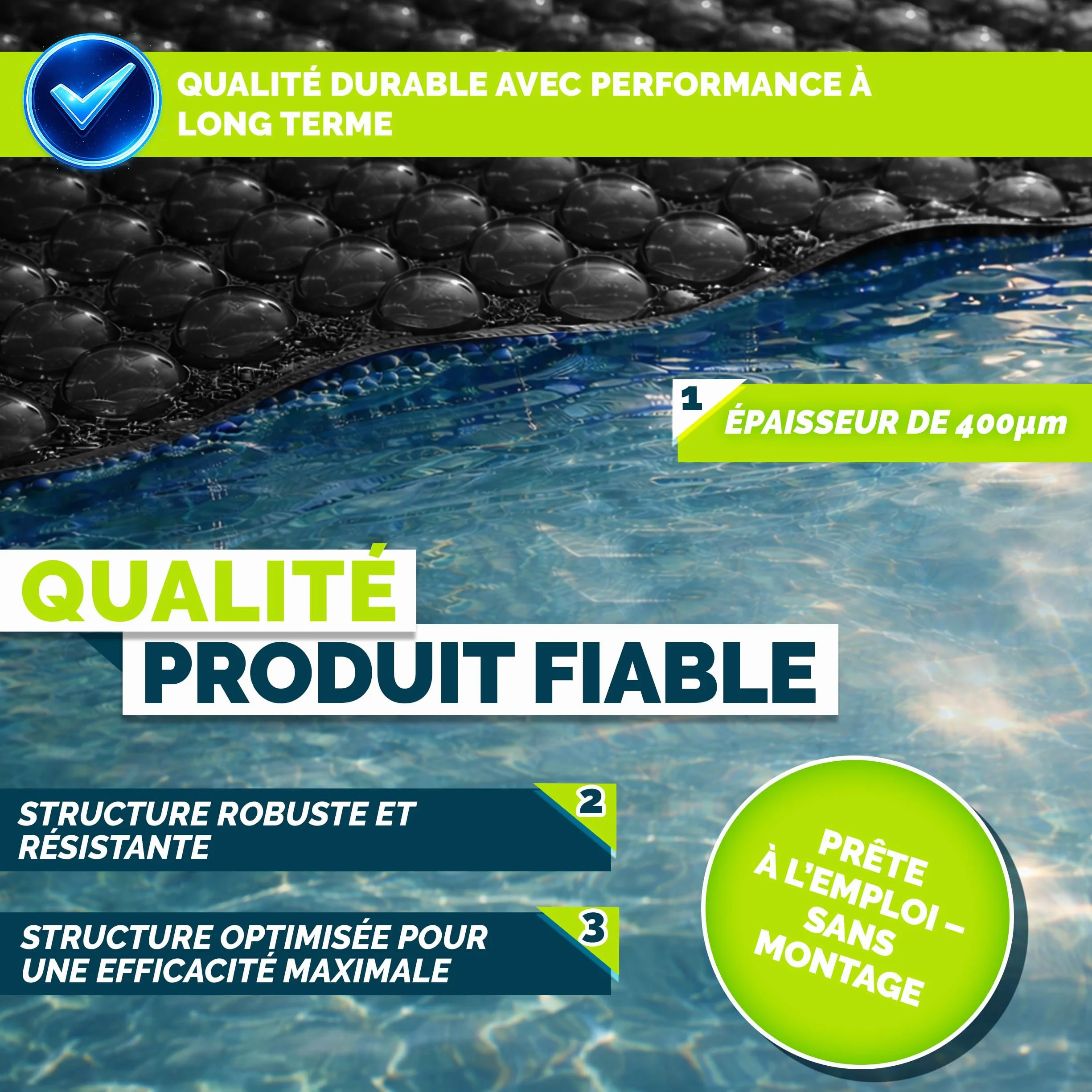 Bâche Solaire de Piscine Tillvex 400 µm Ronde Ø 457 cm Film Thermique