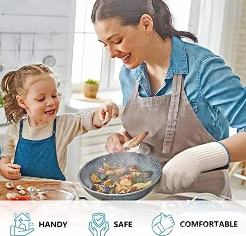 Gants de cuisine résistants à la chaleur pour protection cuisine, pâtisserie, casserole, grill