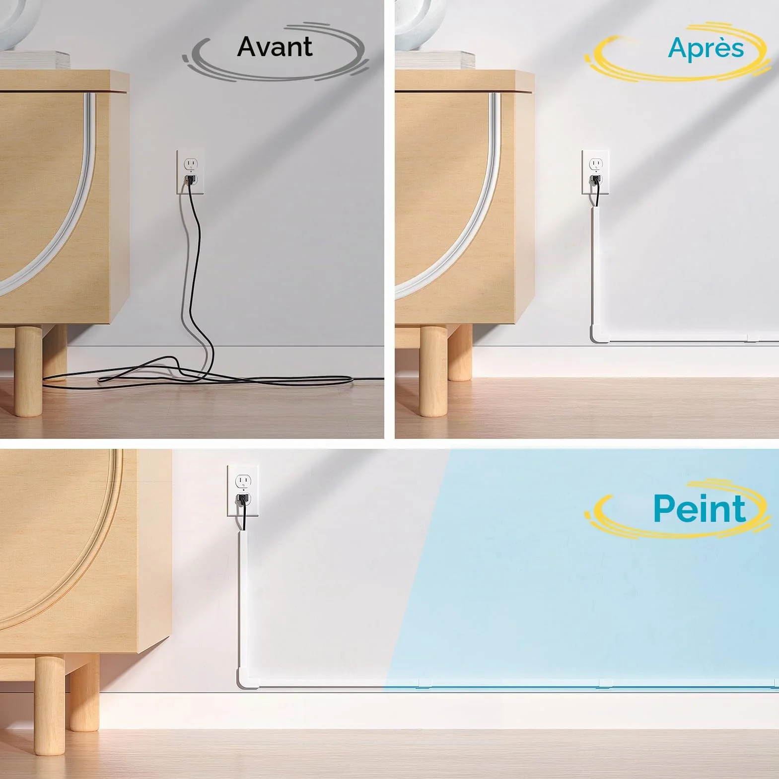 kinkaivy Goulotte Passe Câble, 4M Mini Goulotte électrique Autocollante, Pouvant être Peinte Goulotte pour Cacher Un Câble d'enceinte ou Un Câble TV–10x40CM(Longueurs), 15mm (Largeur), 10mm(Hauteur)