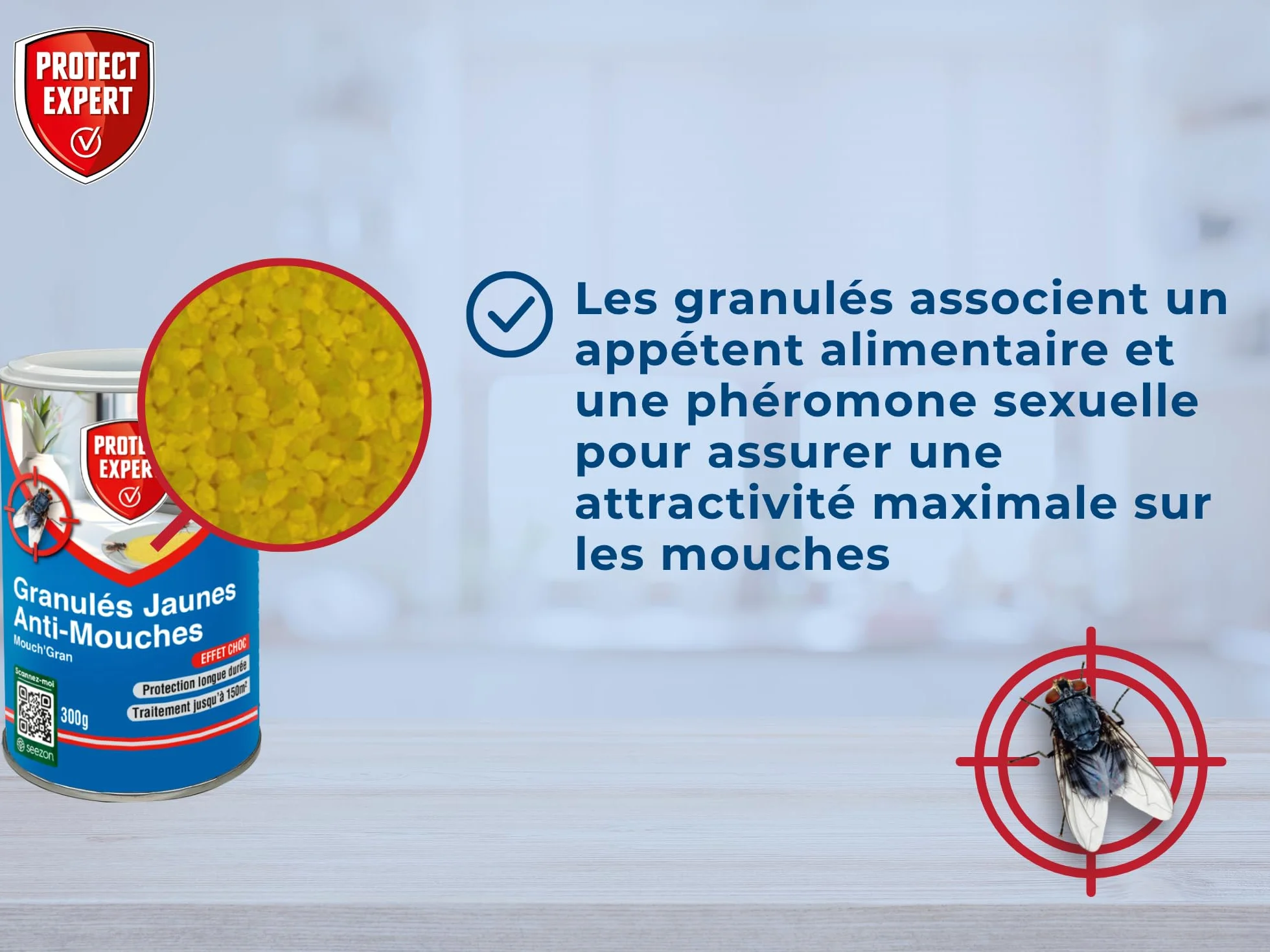 Protect Expert Granulés Anti Mouches 300g - Très Forte Appétence - Efficacité Rapide - Spécial Infestation