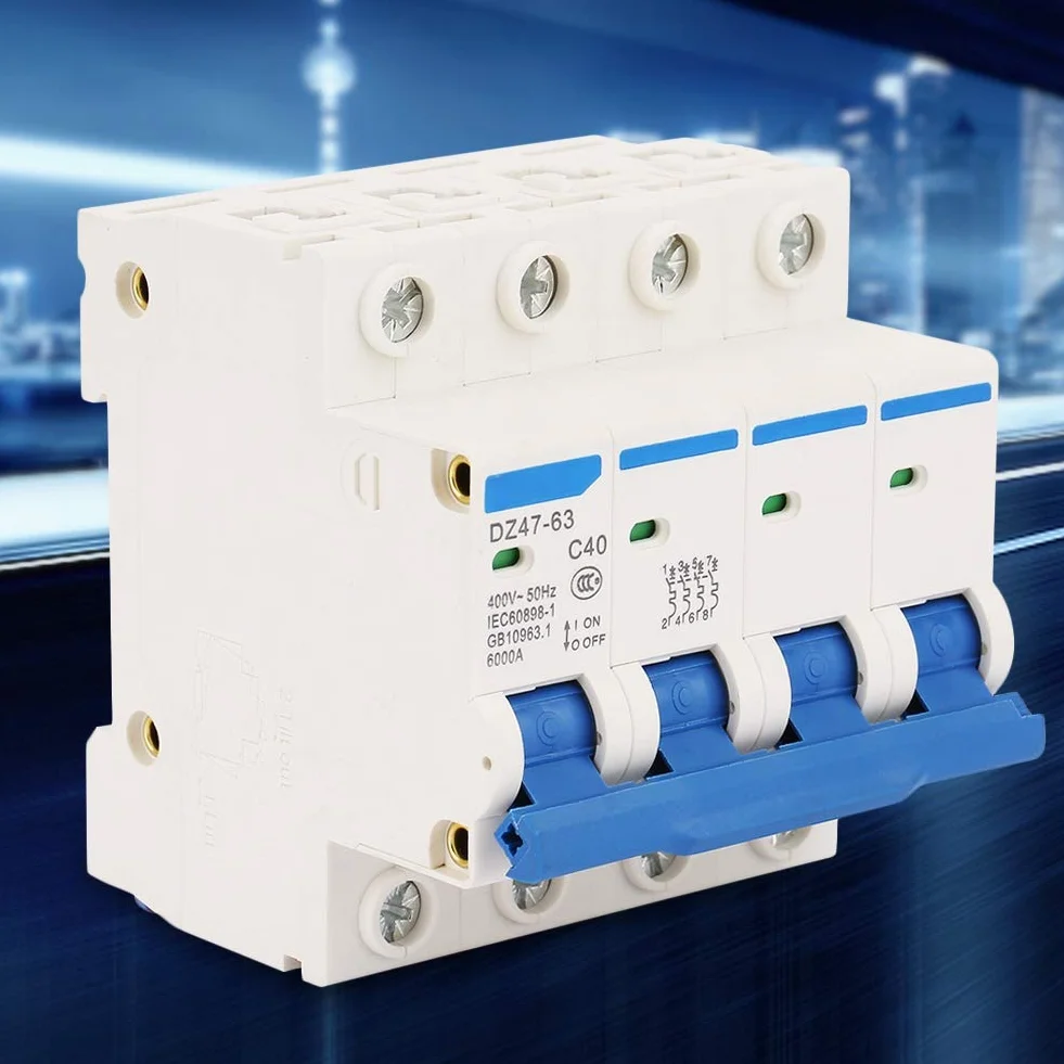 DZ47-63 Disjoncteur Miniature 4P 6KA 50Hz 40A 400V Courant Surcharge Court-Circuit Protection pour Lignes de Distribution d'Éclairage Résidentiel Système