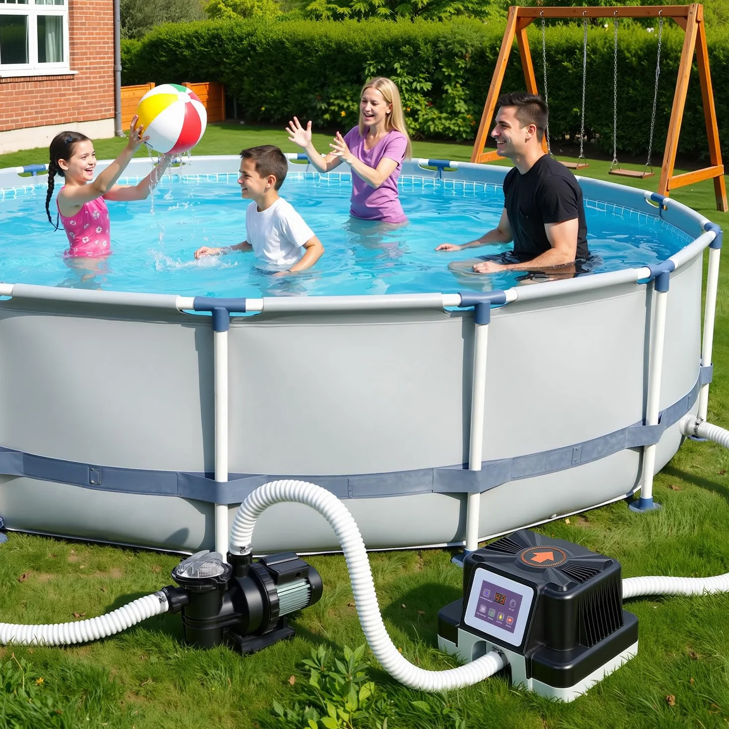 Daromigo Chauffage de piscine électrique 3000 W avec affichage numérique, réglage 37-45 °C, protection FI