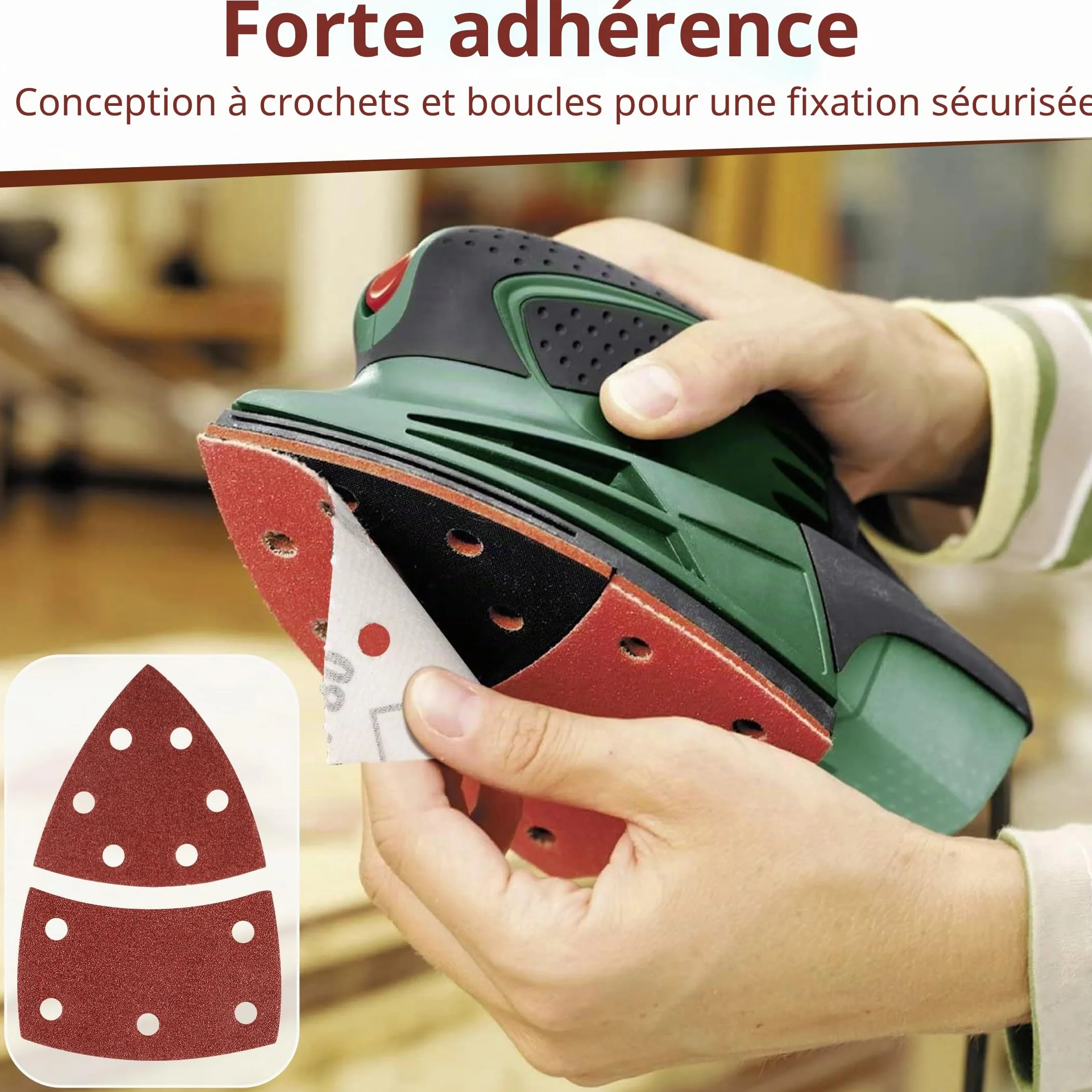 Lot de 100 Papier Abrasif pour Ponceuse, 105 mm x 152 mm, Grain P40/60/80/120/180/240/400, Triangles de Ponçage pour Bosch PSM 100A, PSM 160, PSM 200 AES, PSM 18, PDA 180, PSM 160 A