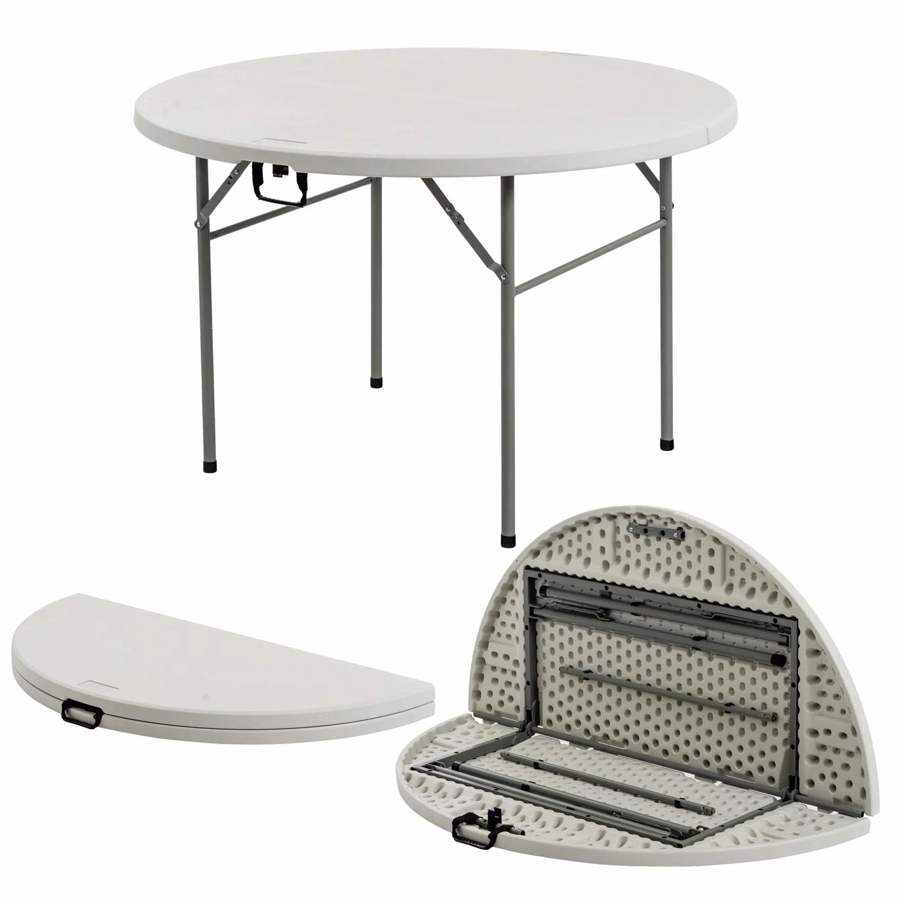 Harbour Housewares Ronde Pliante Table tréteau 120cm Blanc Heavy Duty Plein air Mobilier