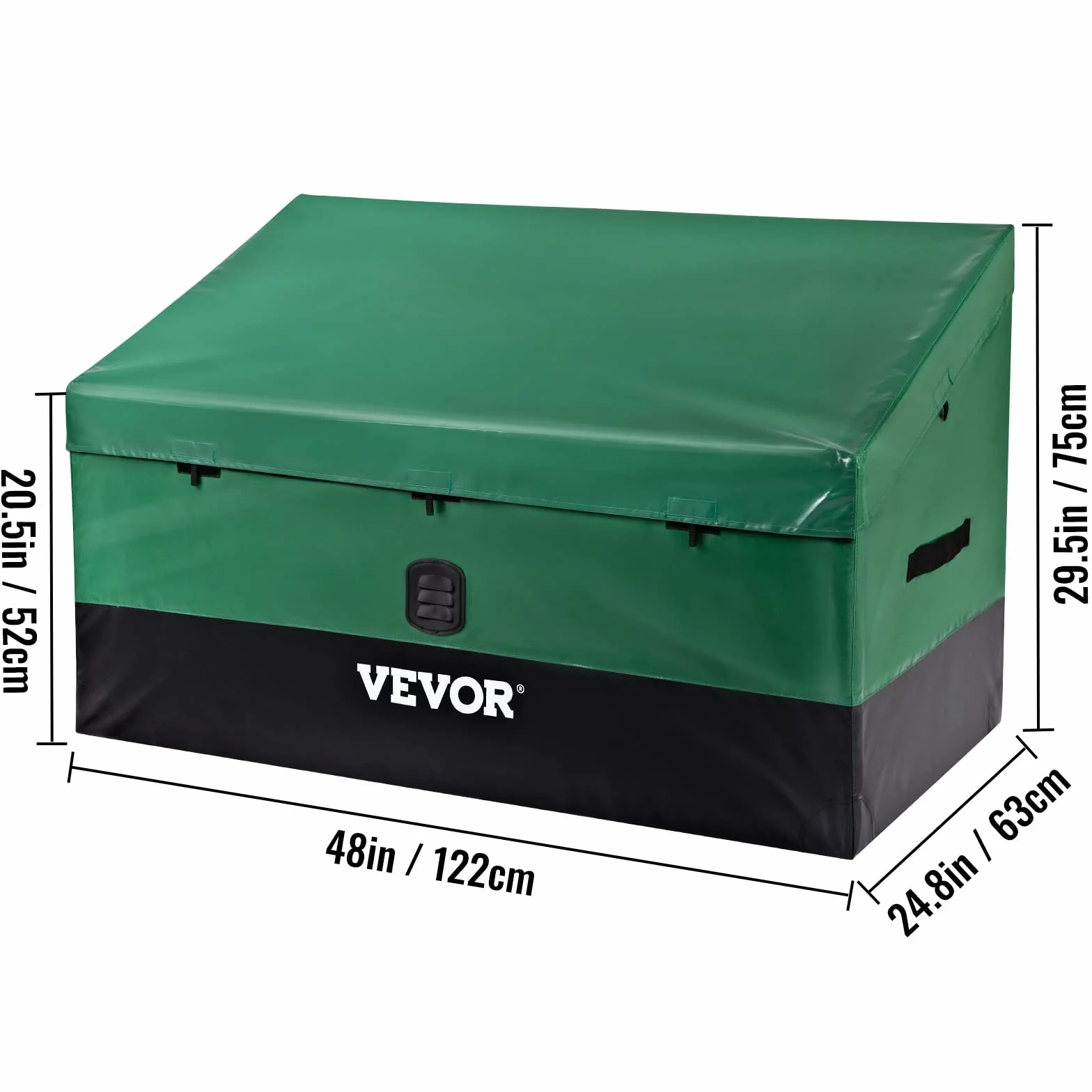 VEVOR Boîte de Rangement Extérieur 440 L Coffre de Jardin Étanche Cadre Galvanisé Bâche PE 122x63x75 cm