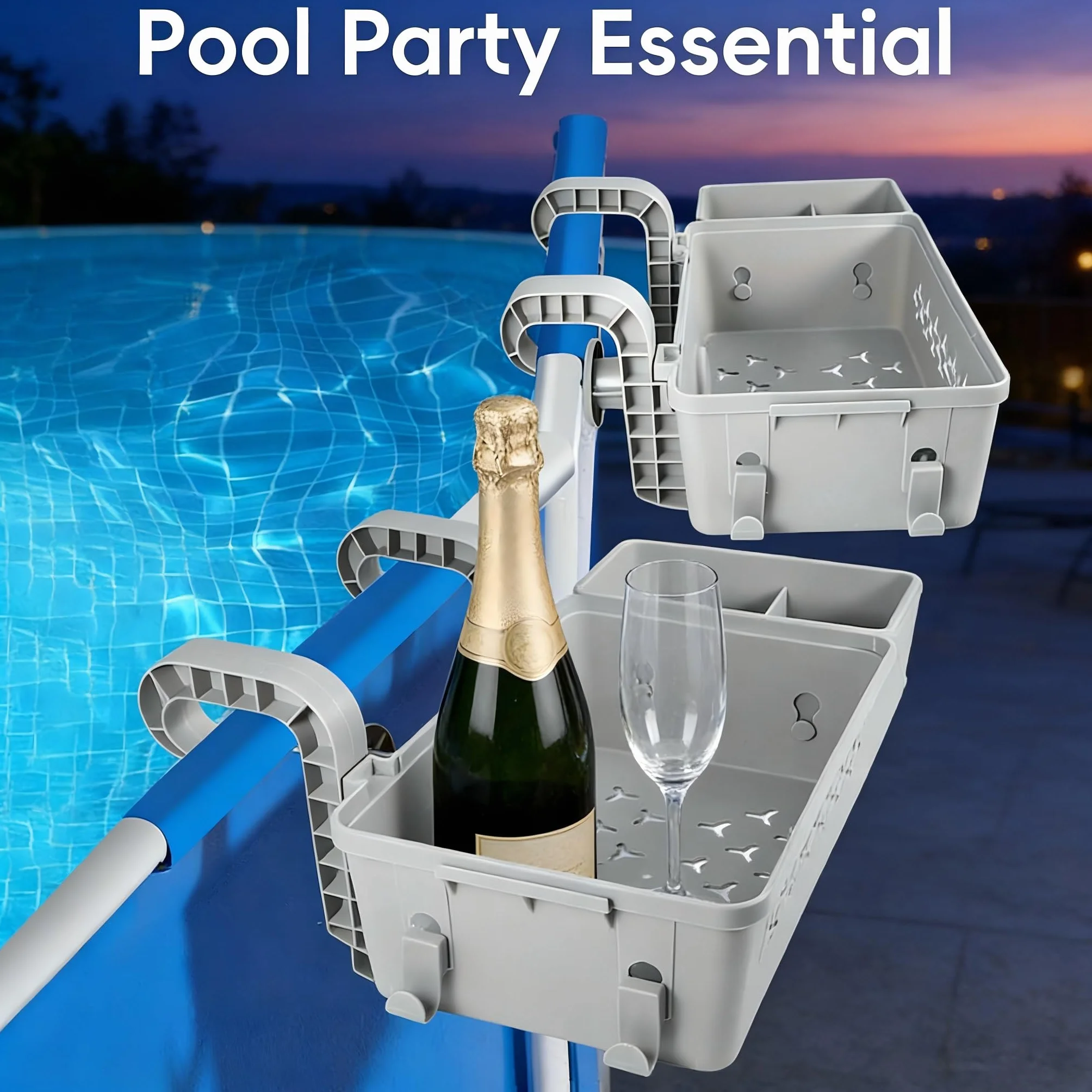 Kit de rangement pour piscine avec porte-gobelet et crochets – Accessoires multifonctions ajustement universel