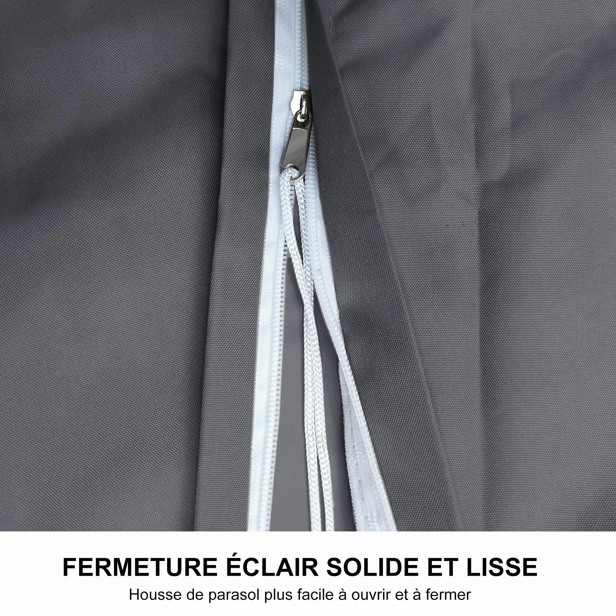 PURPLE LEAF Housse Parasol Déporté 4x3 m Protection UV 50+ Tissu Polyester 250g 281x61 cm Gris