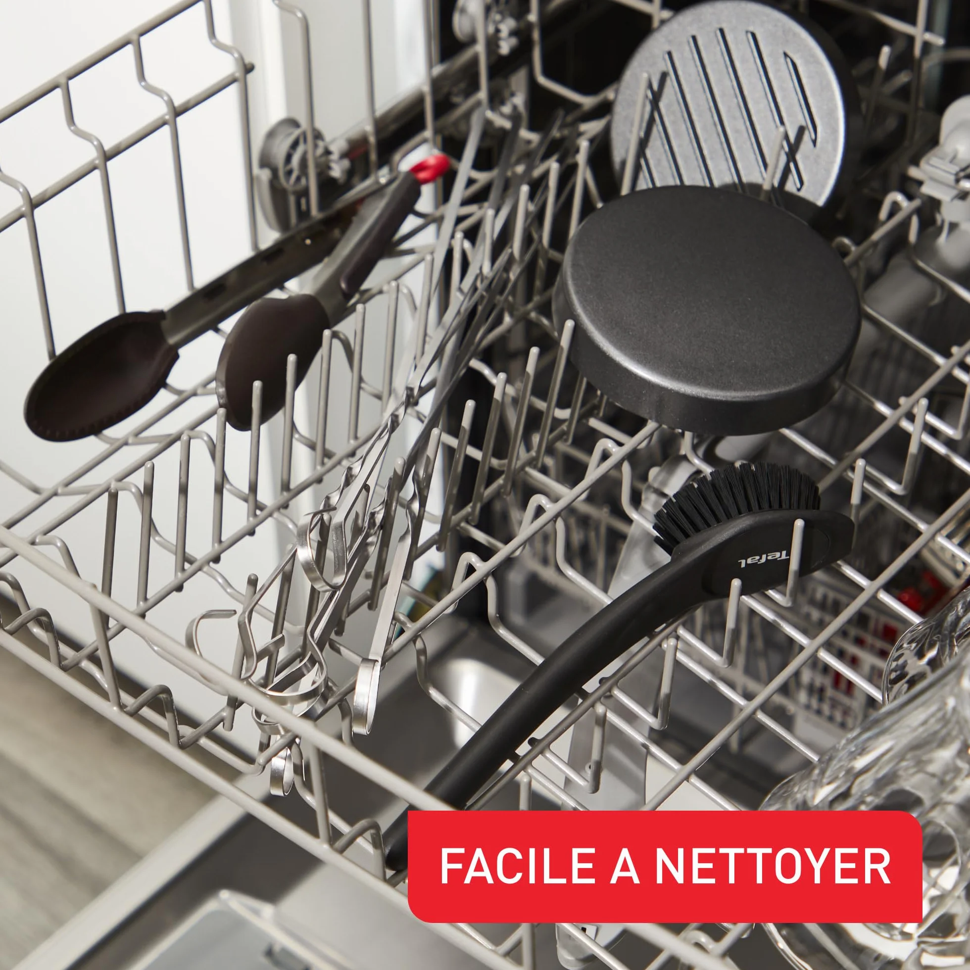 Tefal Brosse de Nettoyage pour Gril – Poils Anti-Rayures, Compatible Revêtements Antiadhésifs, Manche Long, Lave-Vaisselle