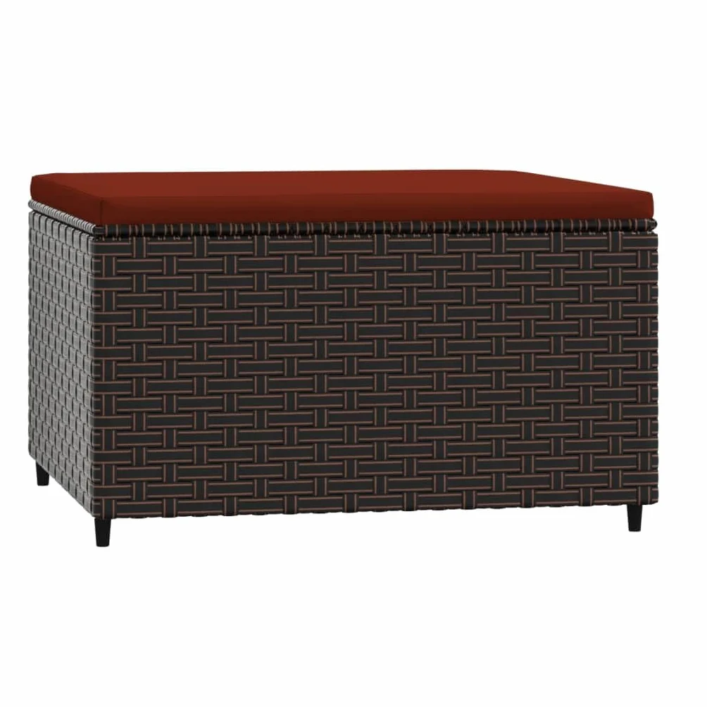 vidaXL Repose-Pied de Jardin avec Coussin Marron résine tressée Pouf Ottoman Tabouret