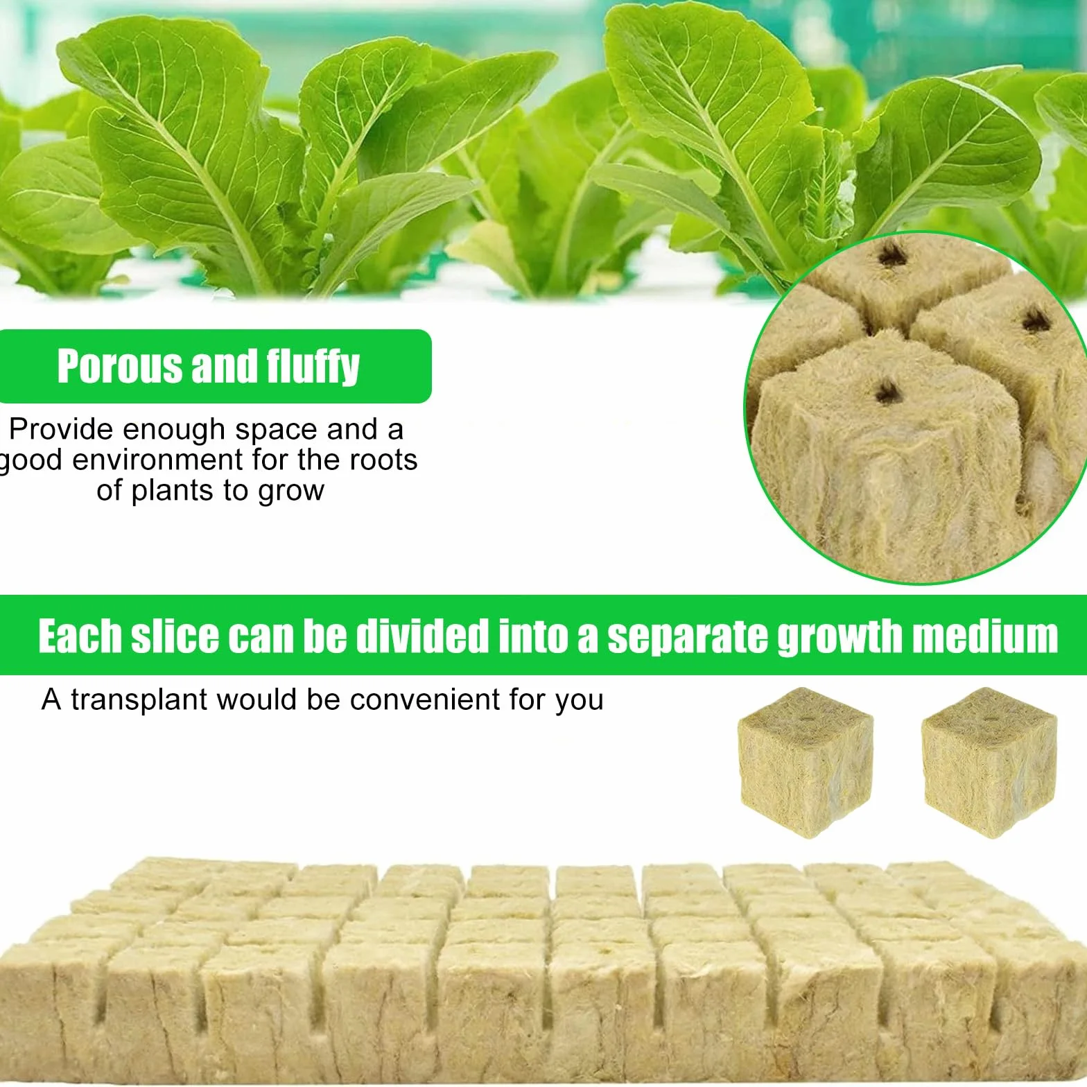 Rockwool Cube Lot de 200 cubes de laine de roche 25 x 25 x 25 mm Tapis de culture pour clonage