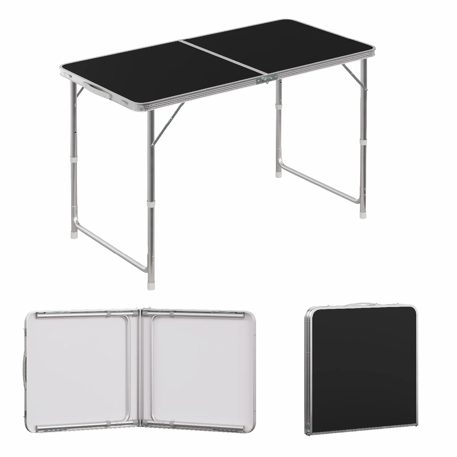 WOLTU Table de Camping Pliante en Aluminium MDF Noir réglable en Hauteur