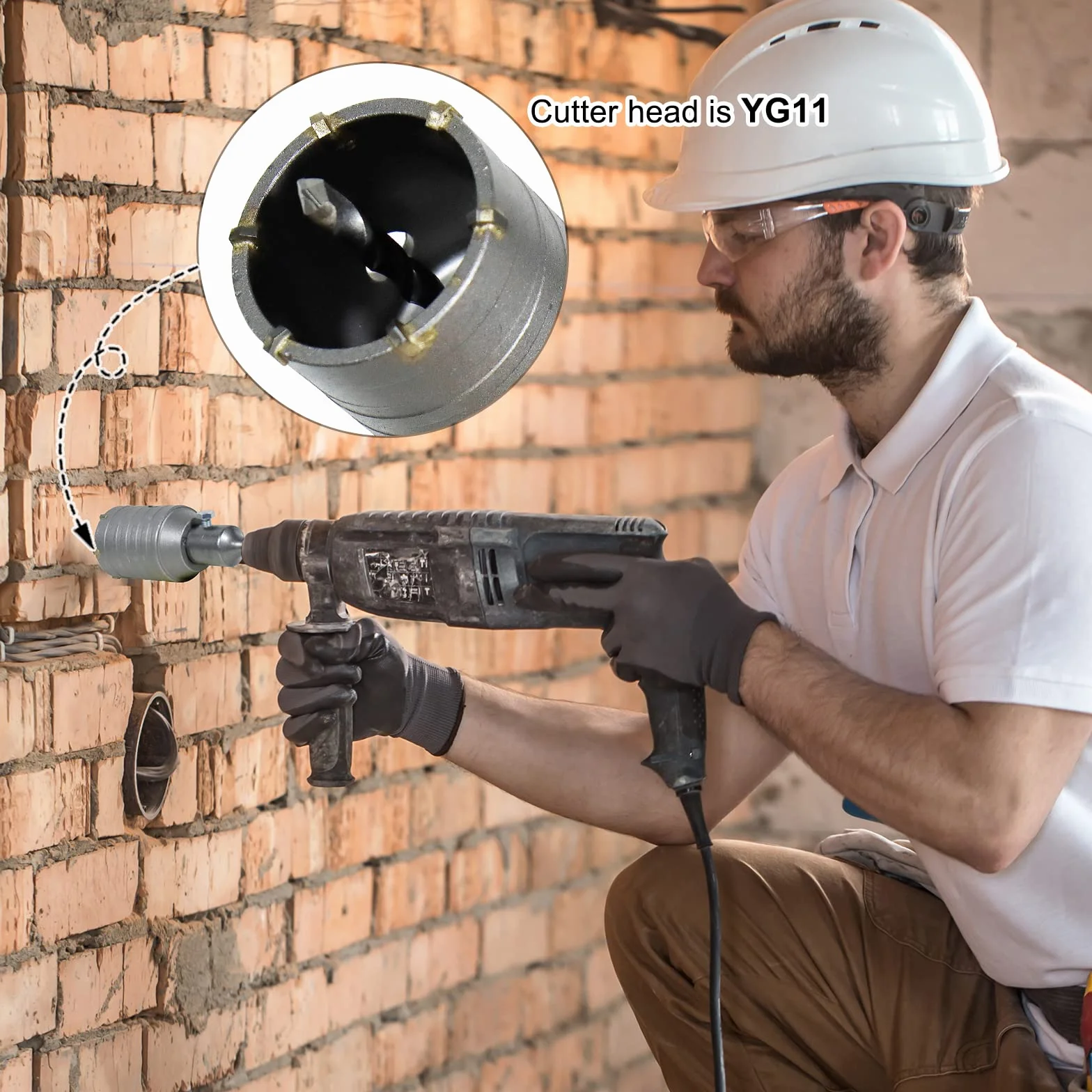 CCLIFE Scie à Cloche Trépan Couronne Carotteuse à Sec Ø 50 mm avec adaptateur SDS plus pour Maçonnerie et Béton