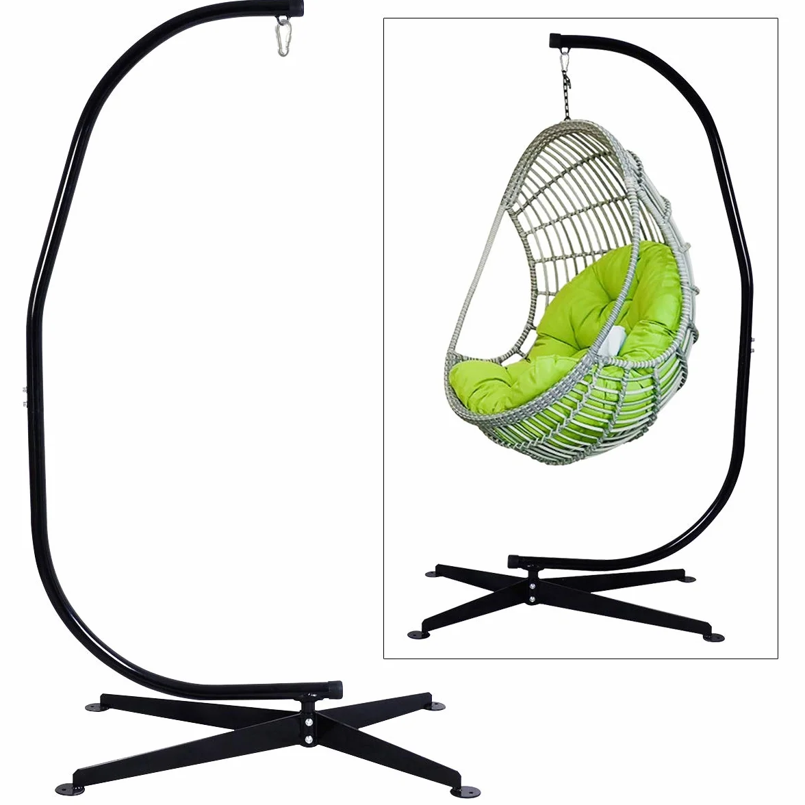 GOPLUS Support de Hamac 150 kg Acier 111 x 84 x 207 cm Noir