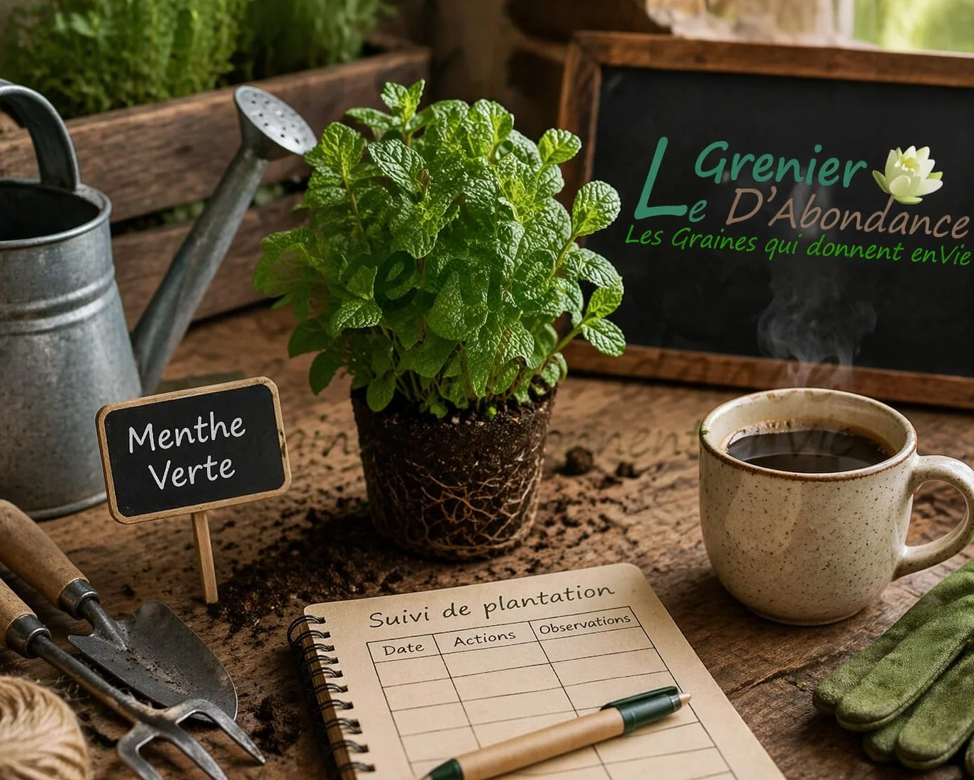 Menthe Verte - Mentha viridis - Graines Aromatiques à semer - Le Grenier d'Abondance