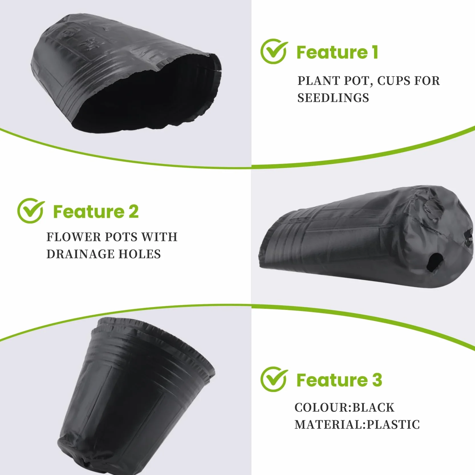Pot de Pépinière en Plastique 8cm x 8cm Conteneur de Propagation de Plantes 500 Pièces