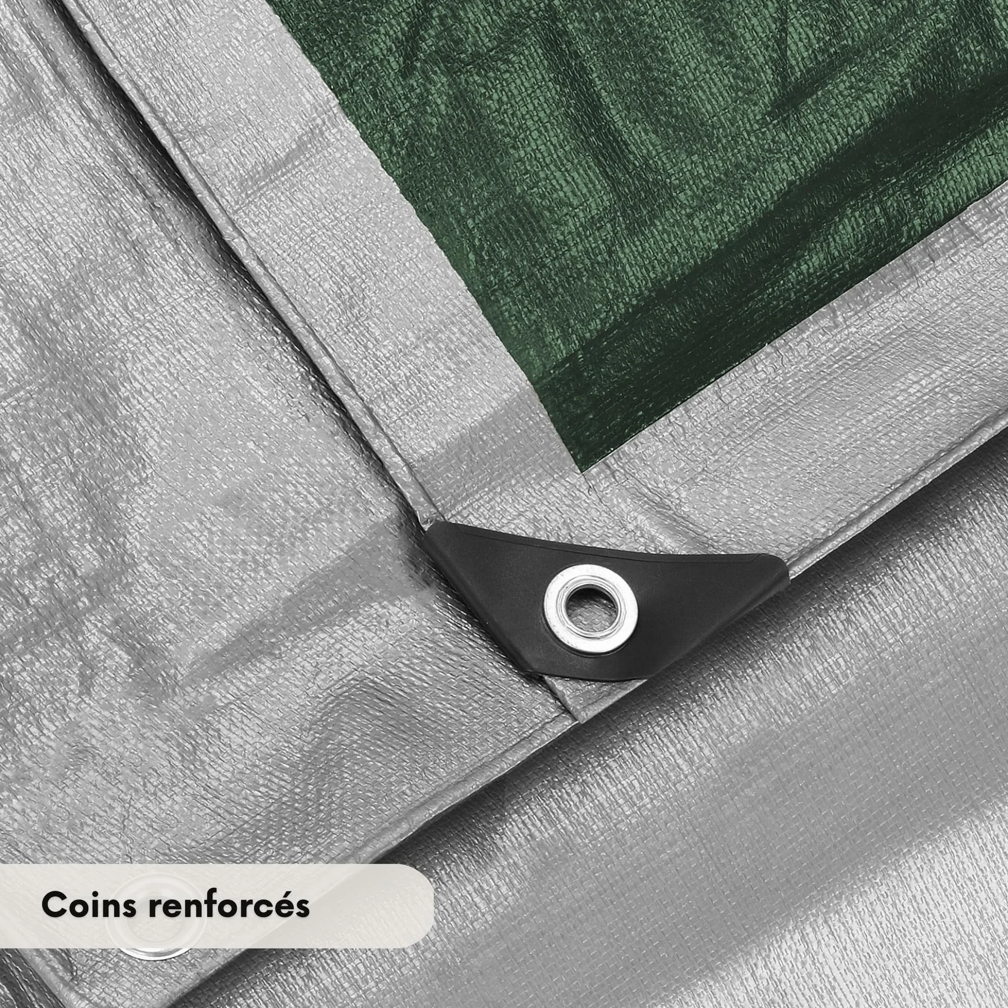 Bâche renforcée - 3 x 5 m - 260 g - Gris - Extra forte - Imperméable - Résistant aux UV - En polyéthylène - Pour jardin, construction, bois, véhicules, machines Springos