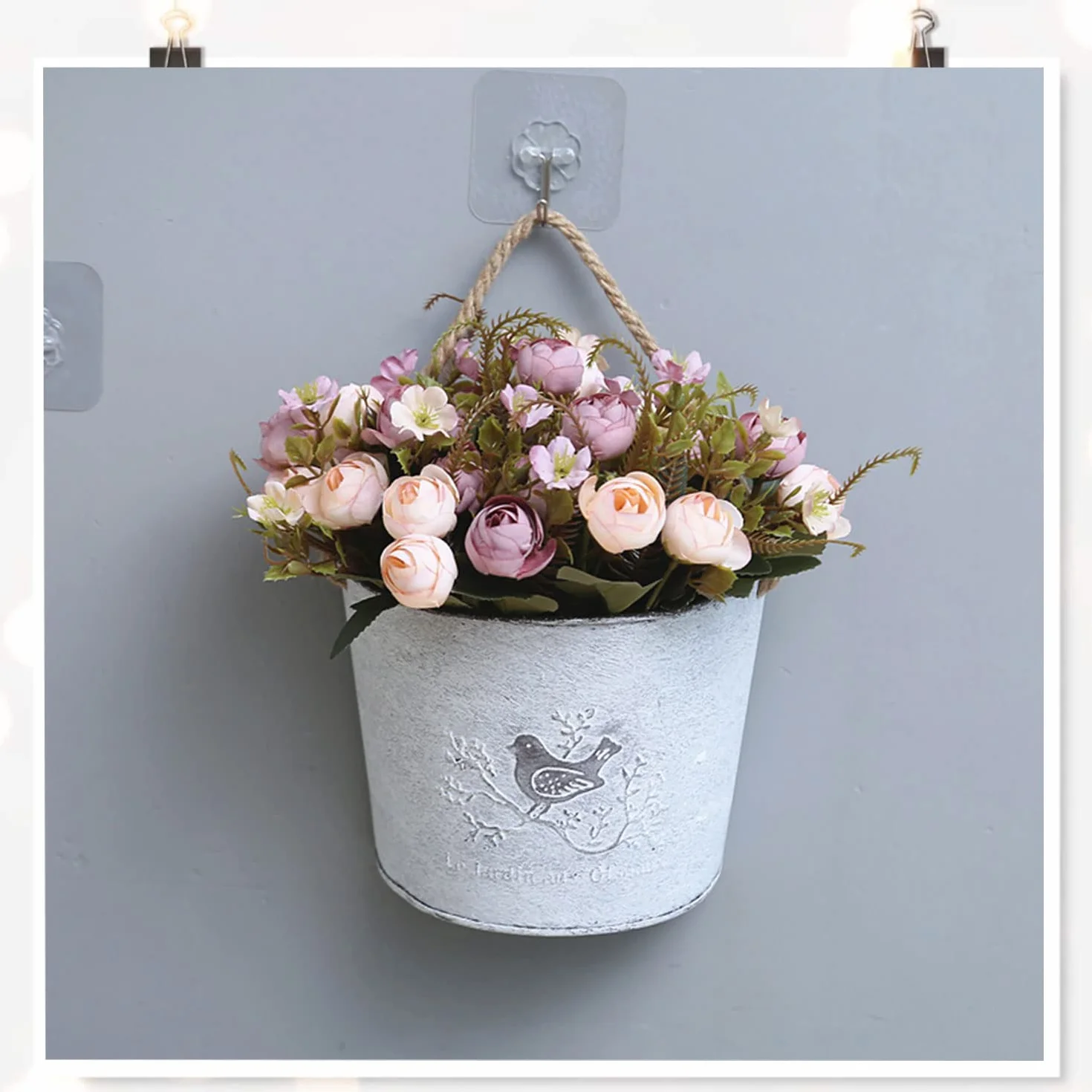 Pot de Fleurs Suspendu Galvanisé Demi-Cercle Vase Mural pour Intérieur Extérieur Jardin Succulentes, 2 Ensembles