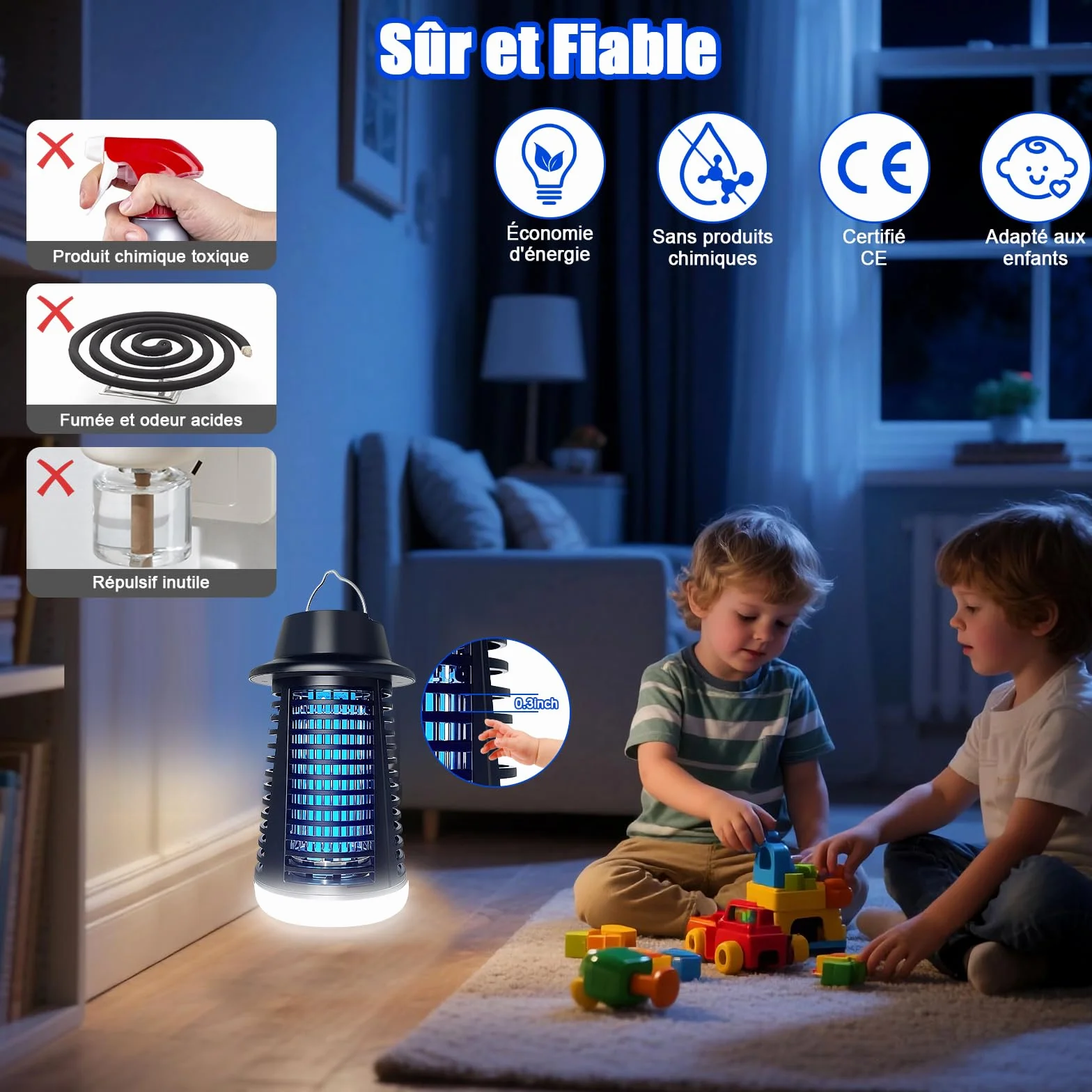 Lampe Anti Moustique LED 4200V 15W UV Tue Mouche Electrique Piège Intérieur Extérieur