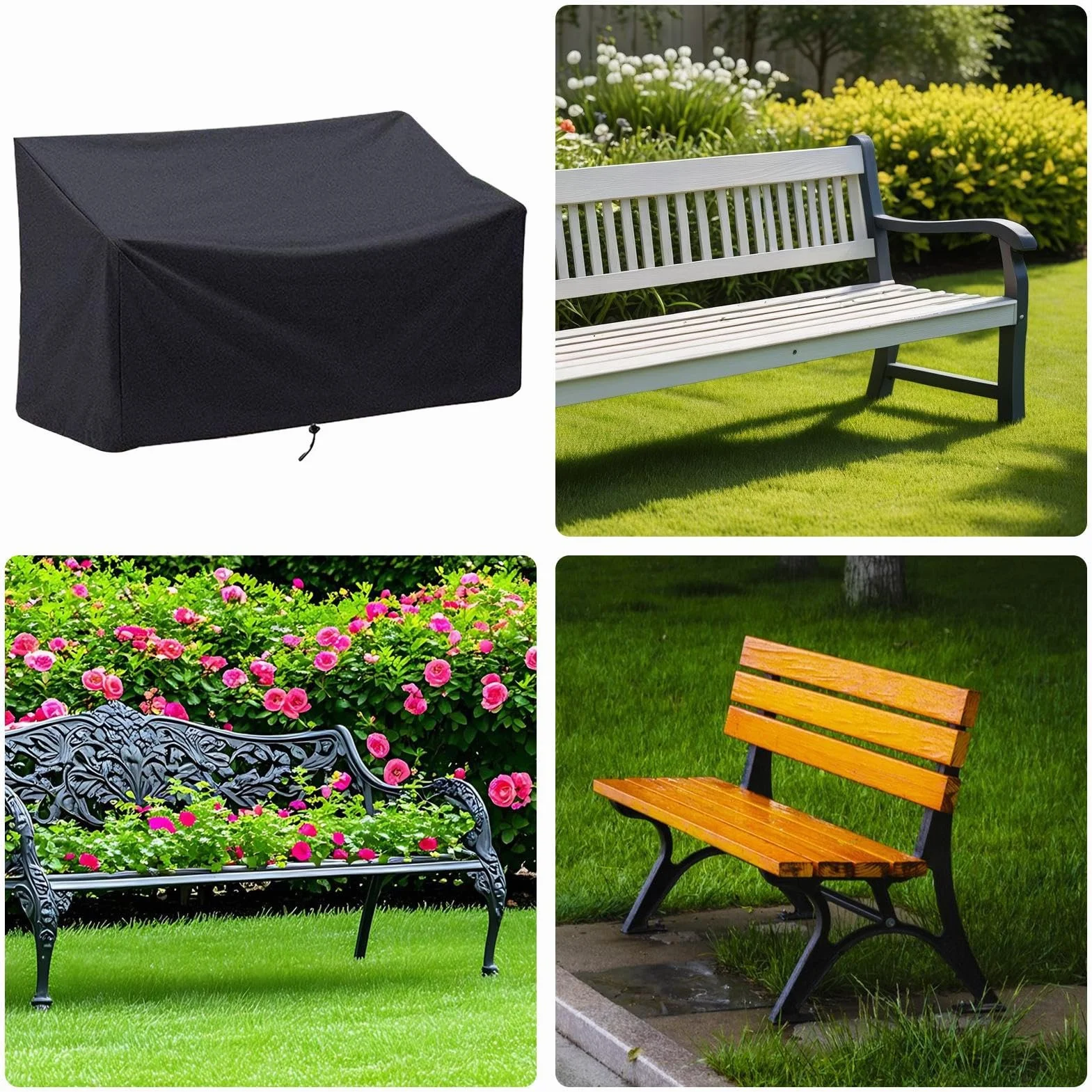 Housses de Banc d'Extérieur Protection Résistante aux Intempéries pour Canapé Deux Places Tissu Oxford