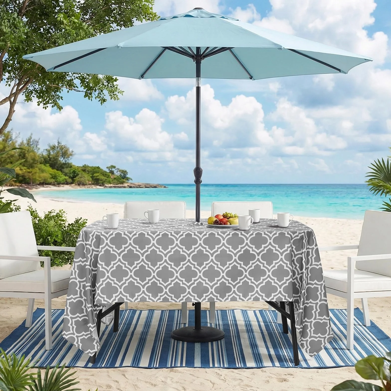 Eternal Beauty Nappe rectangulaire anti-éclaboussures avec trou de parasol 132 x 178 cm gris