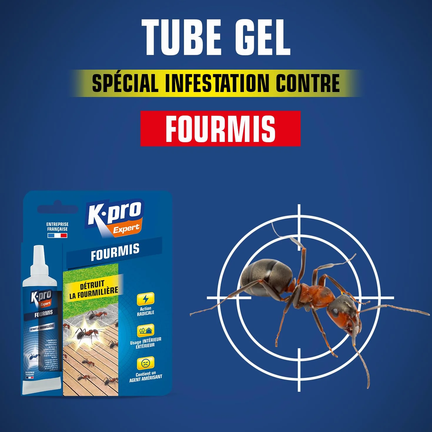Gel Anti Fourmis K.PRO 15g Élimine Nid Action Radicale Intérieur Extérieur
